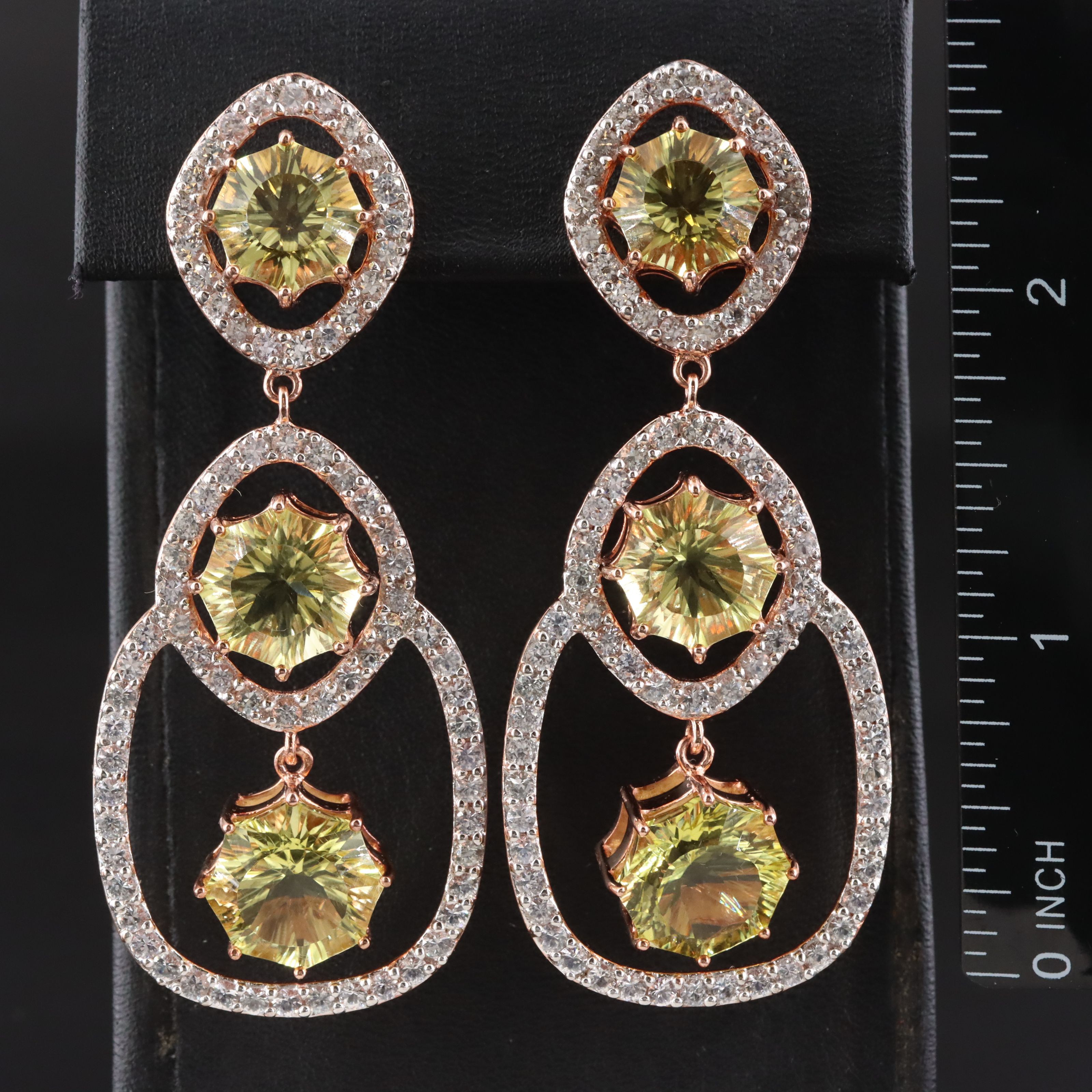 9K Rose Gold Citrine and White Sapphire Earrings