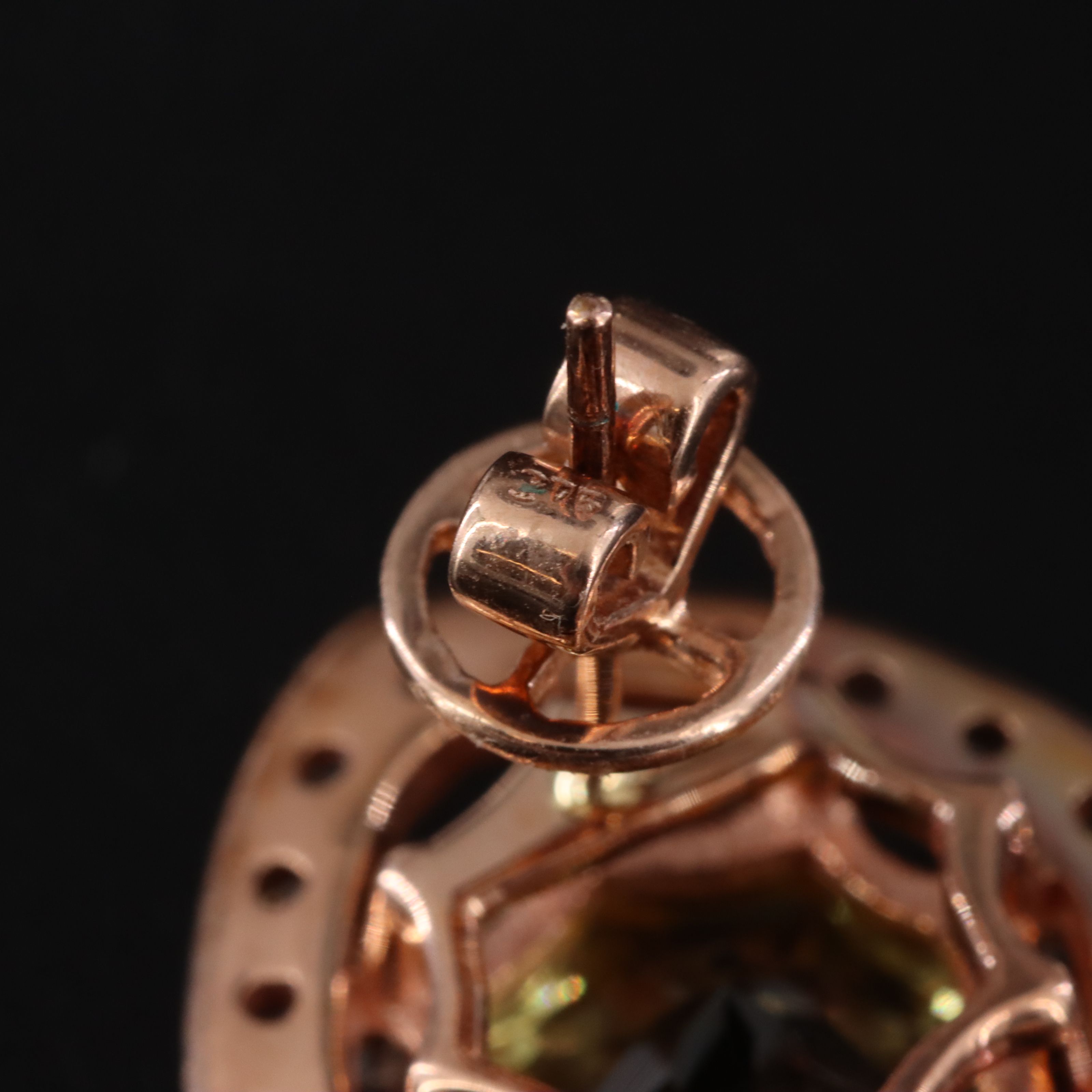 9K Rose Gold Citrine and White Sapphire Earrings