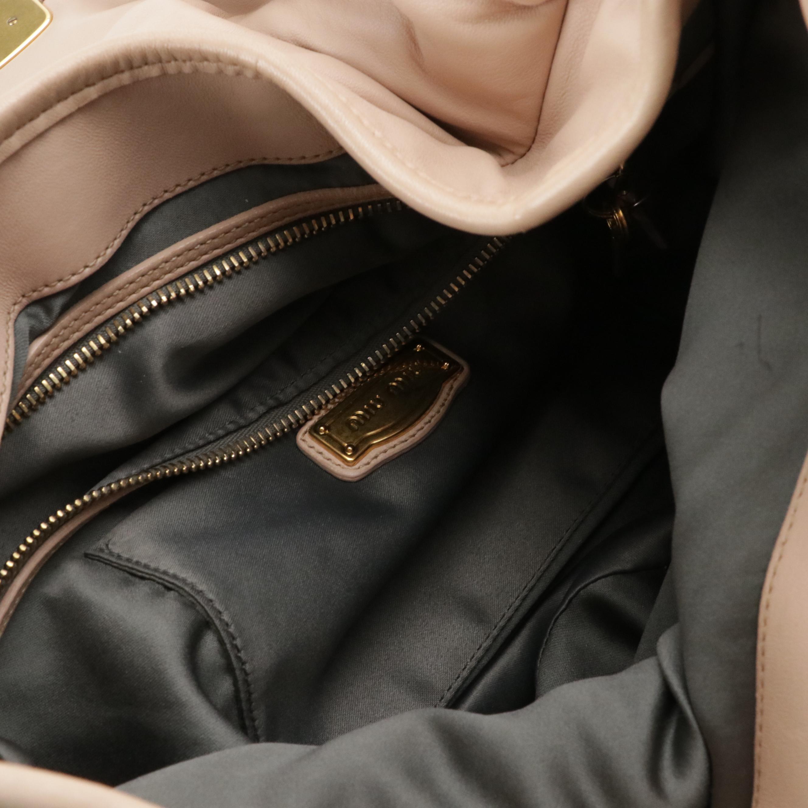 Miu Miu Braided Handle Two-Way Coffer Bag in Pink Nude Matelassé Nappa Leather