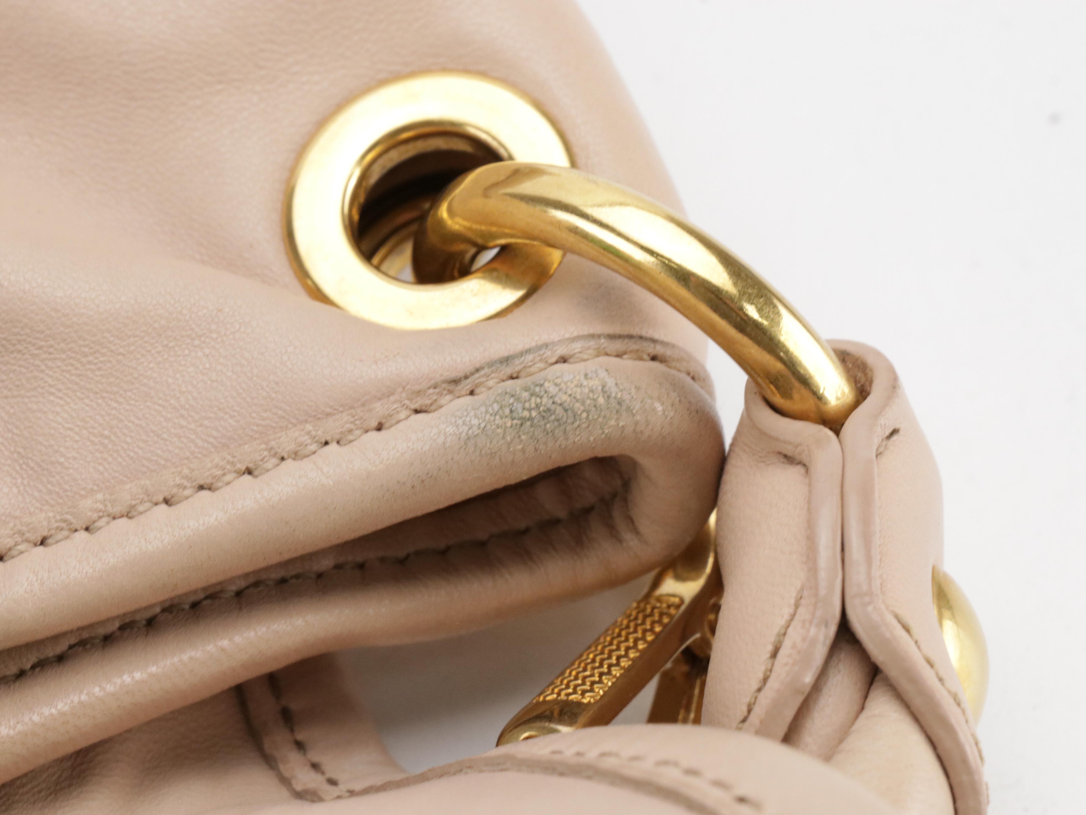 Miu Miu Braided Handle Two-Way Coffer Bag in Pink Nude Matelassé Nappa Leather