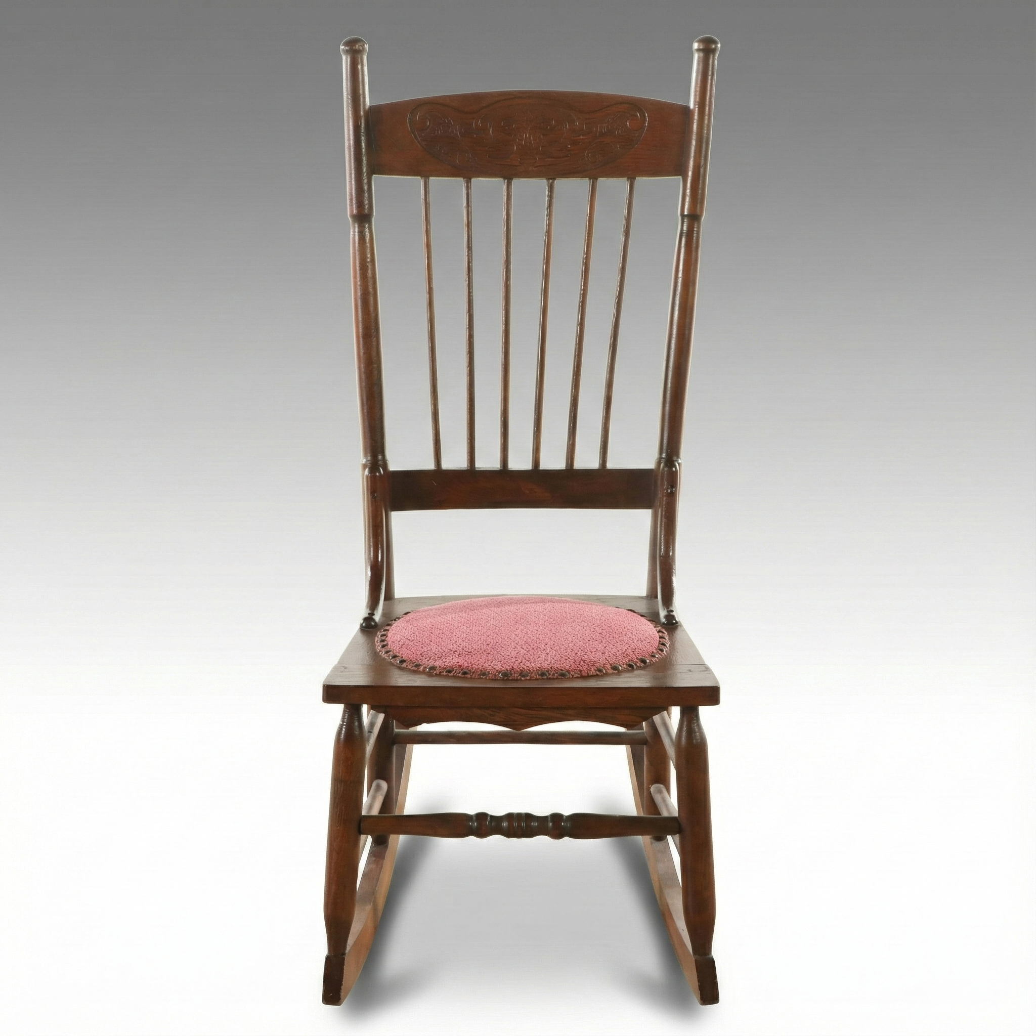 Antique Pressed Back Oak Rocking Chair