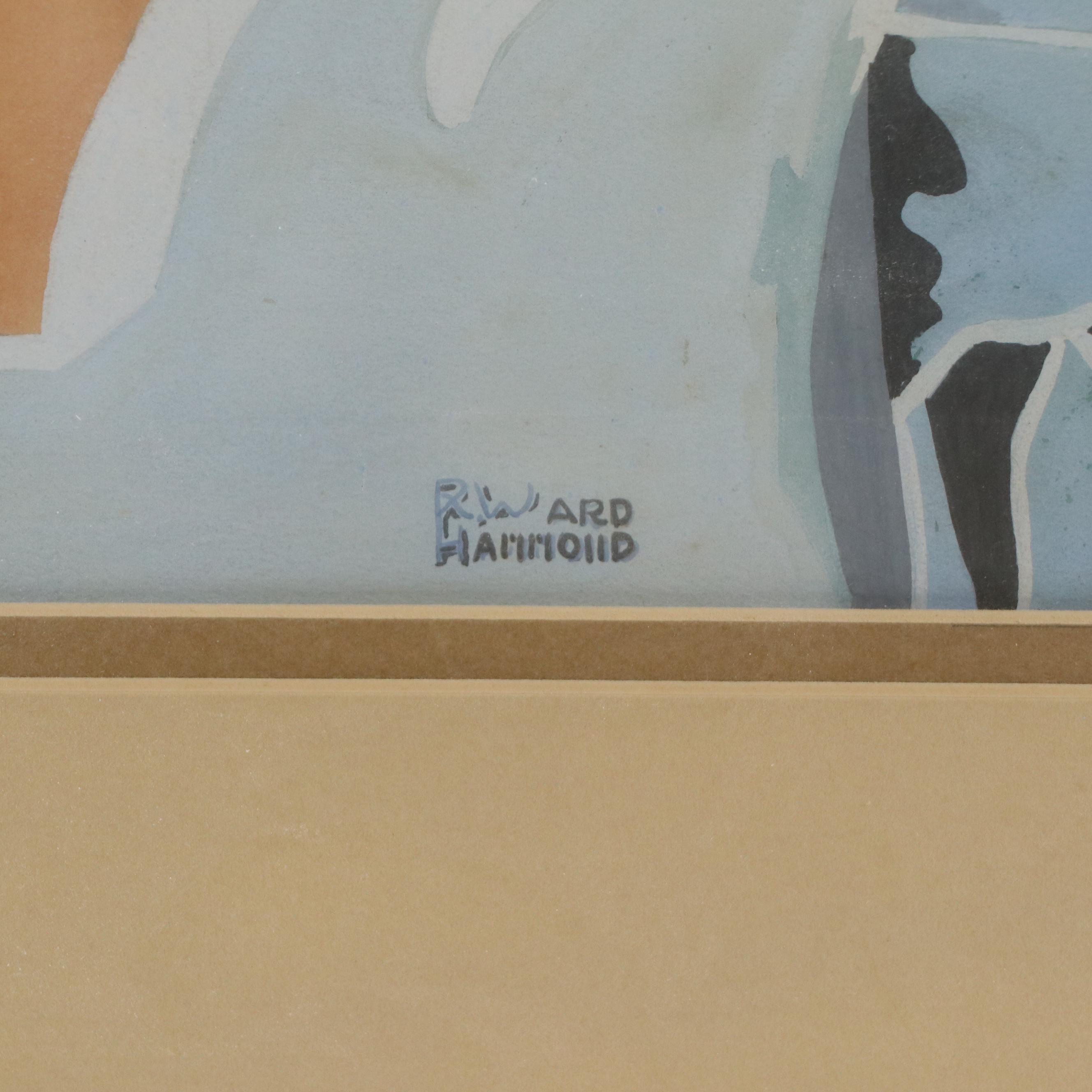 Ard Hammond Gouache Painting of Amelia Earhart, Early 20th Century