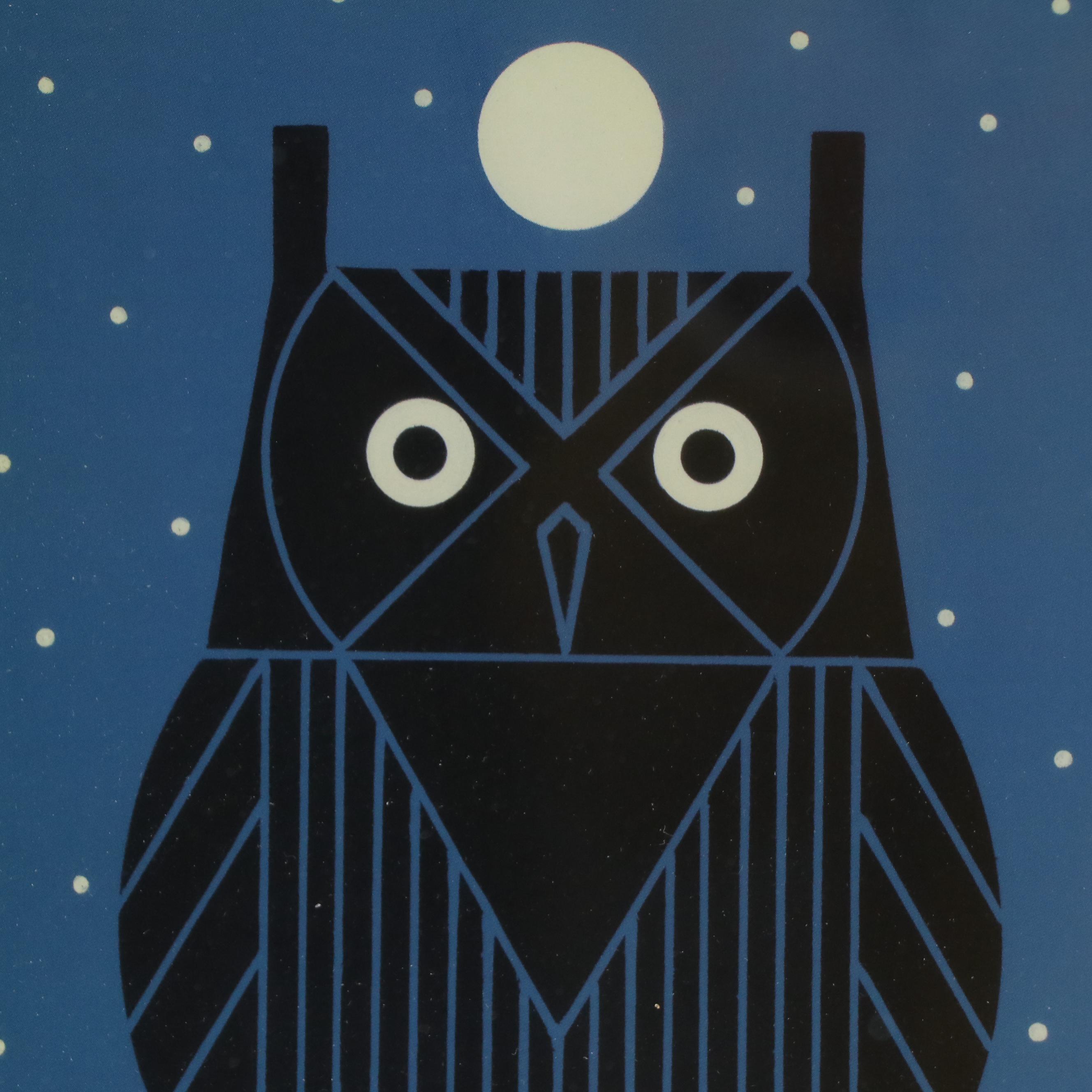 Charley Harper Offset Lithograph "Omniscient Owl"