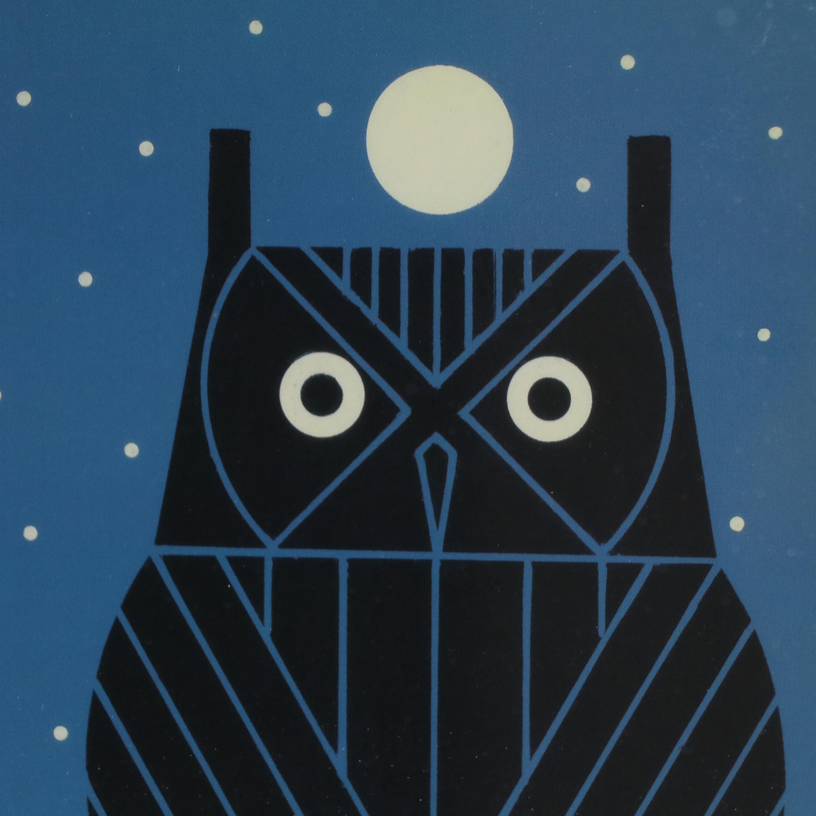 Charley Harper Offset Lithograph "Omniscient Owl"