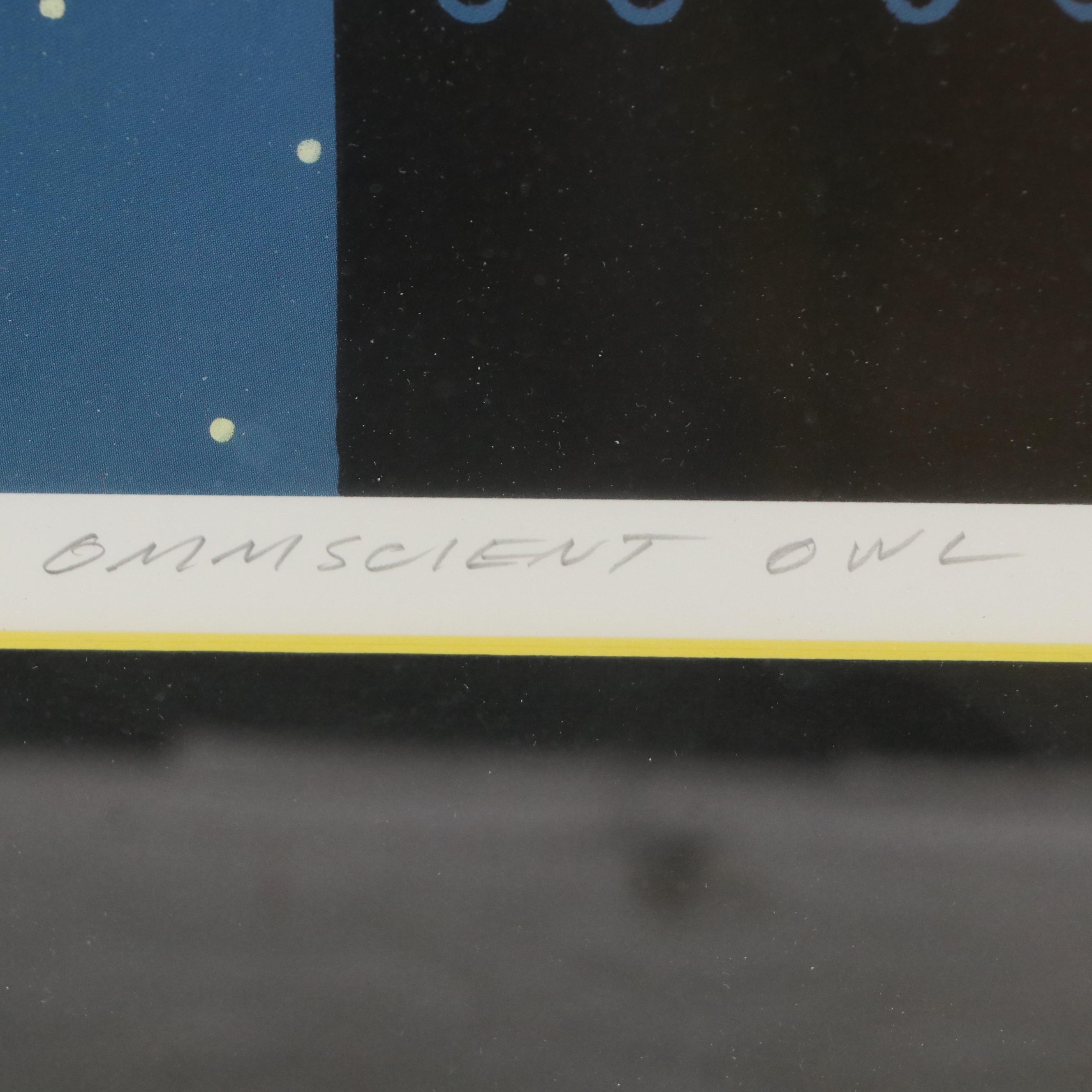 Charley Harper Offset Lithograph "Omniscient Owl"