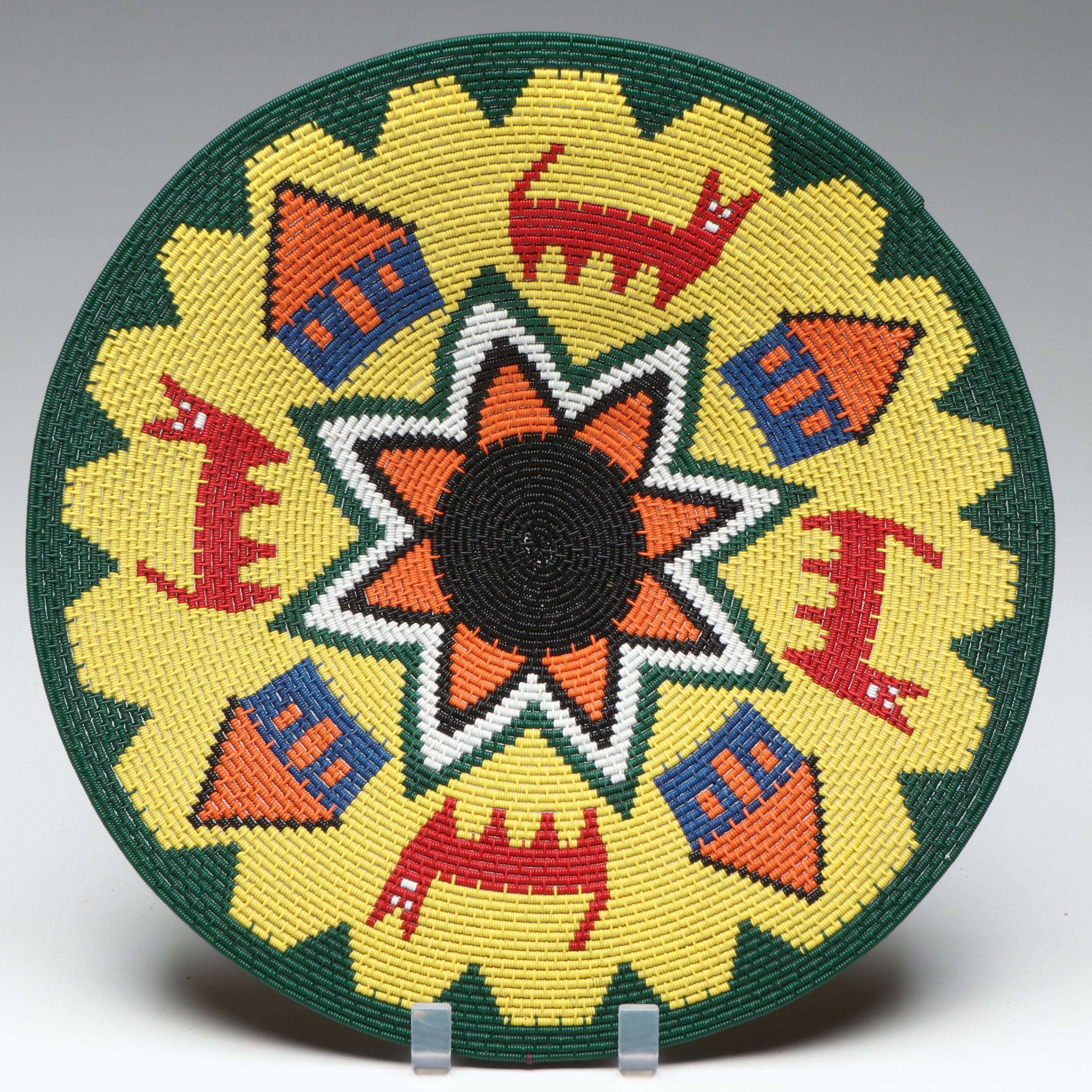 Dumsile Ngooboo South African Zulu Telephone Wire Basket Depicting Cats