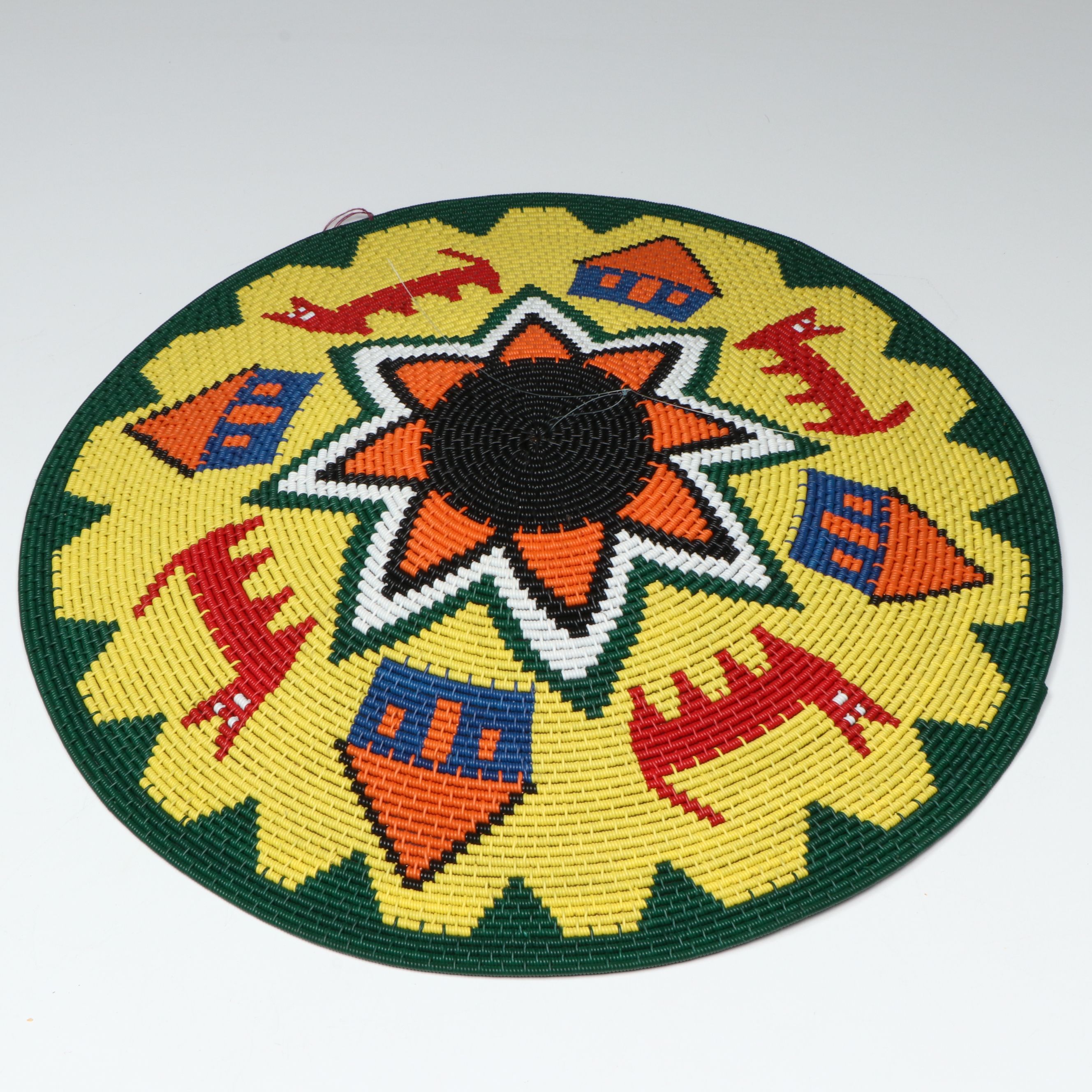 Dumsile Ngooboo South African Zulu Telephone Wire Basket Depicting Cats