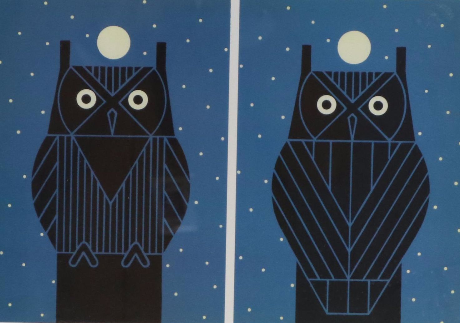 Charley Harper Offset Lithograph "Omniscient Owl"