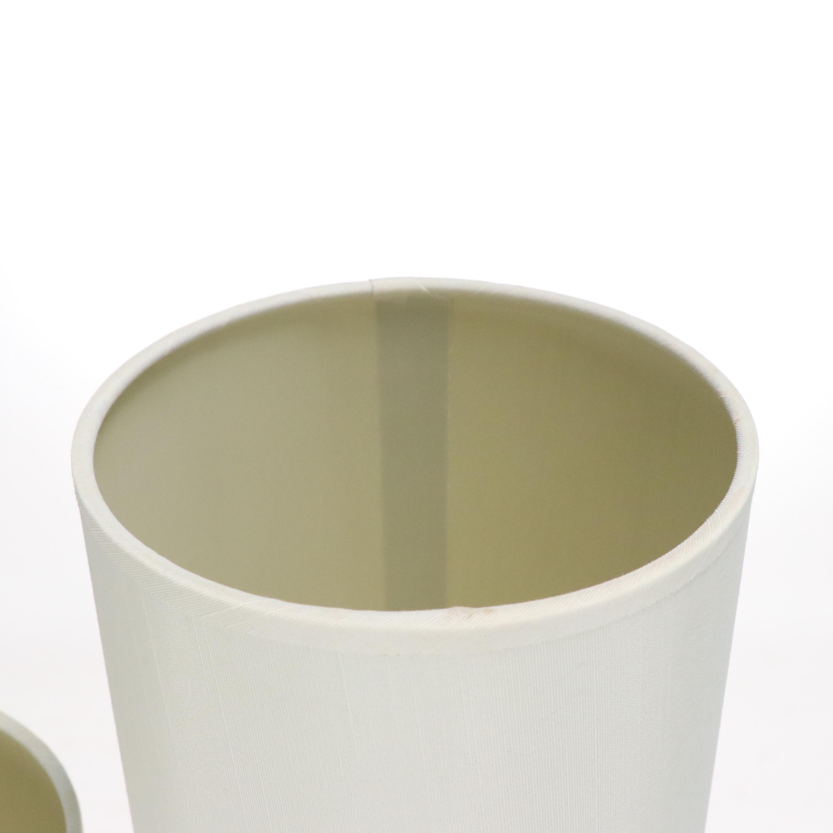 Adesso Trio Stainless Floor Lamp with White Linen Cylinder Shades