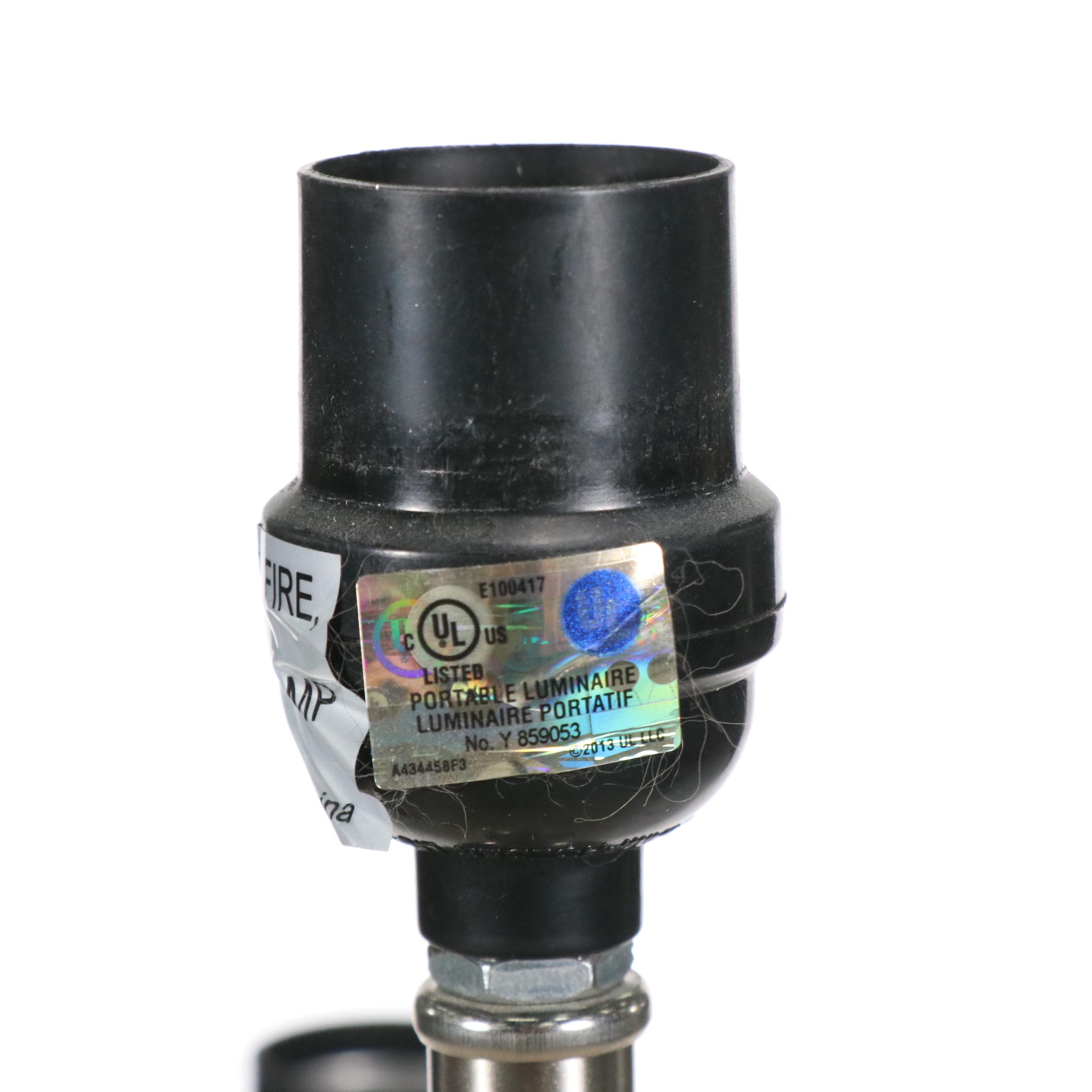 Adesso Trio Stainless Floor Lamp with White Linen Cylinder Shades