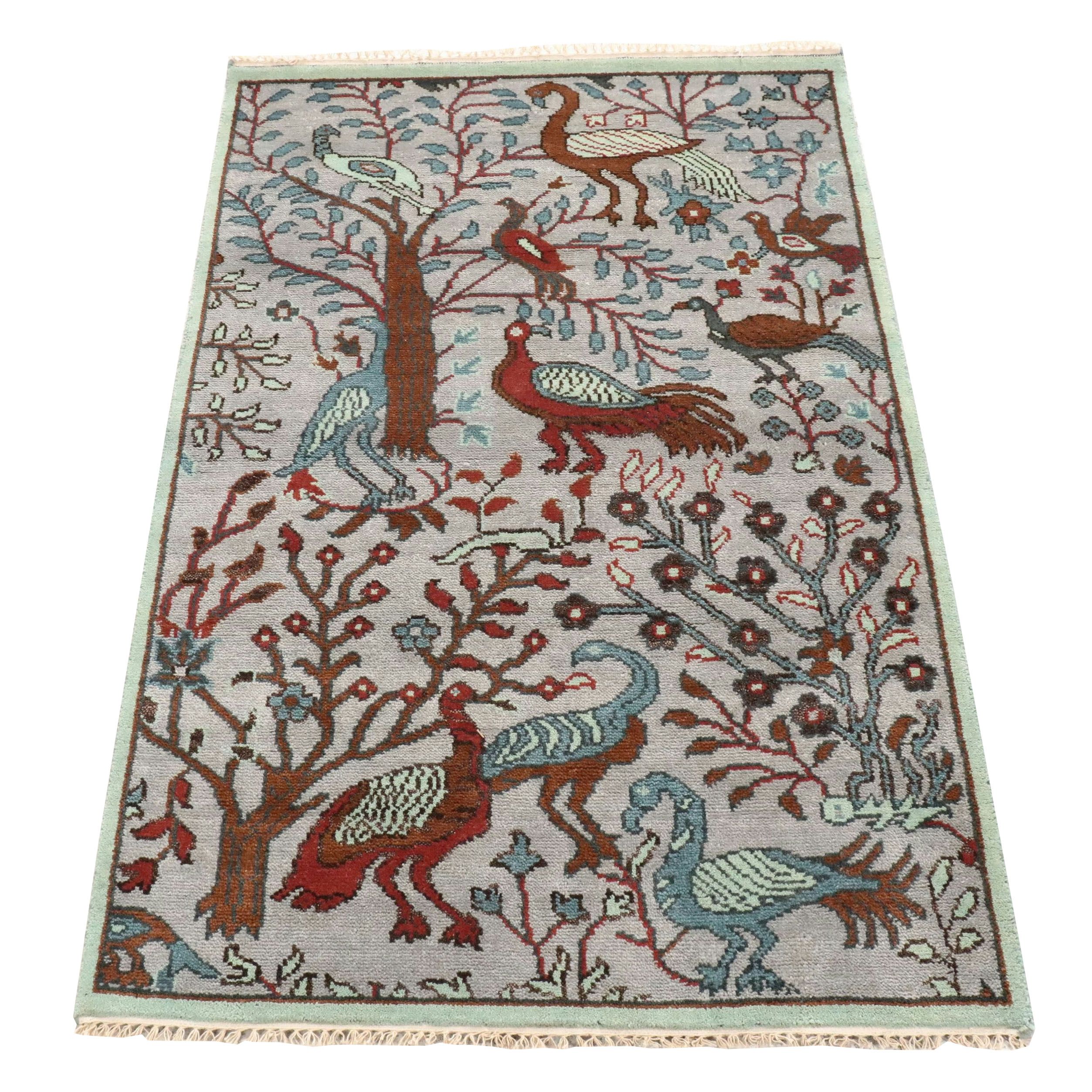 4' x 6'4 Hand-Knotted Indo-Persian Ziegler Area Rug