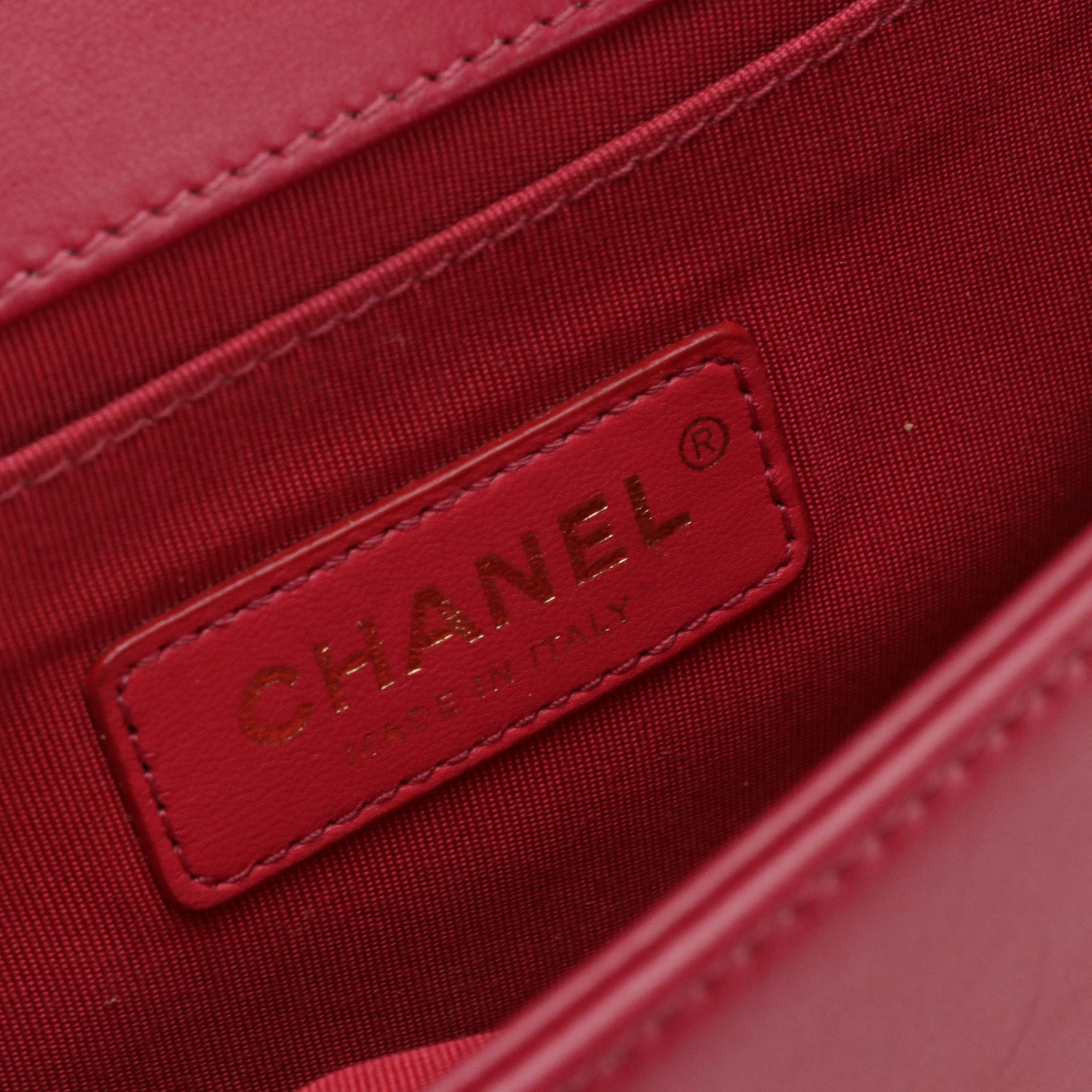 Chanel Pink Chevron Velvet and Leather Small Boy Flap Bag