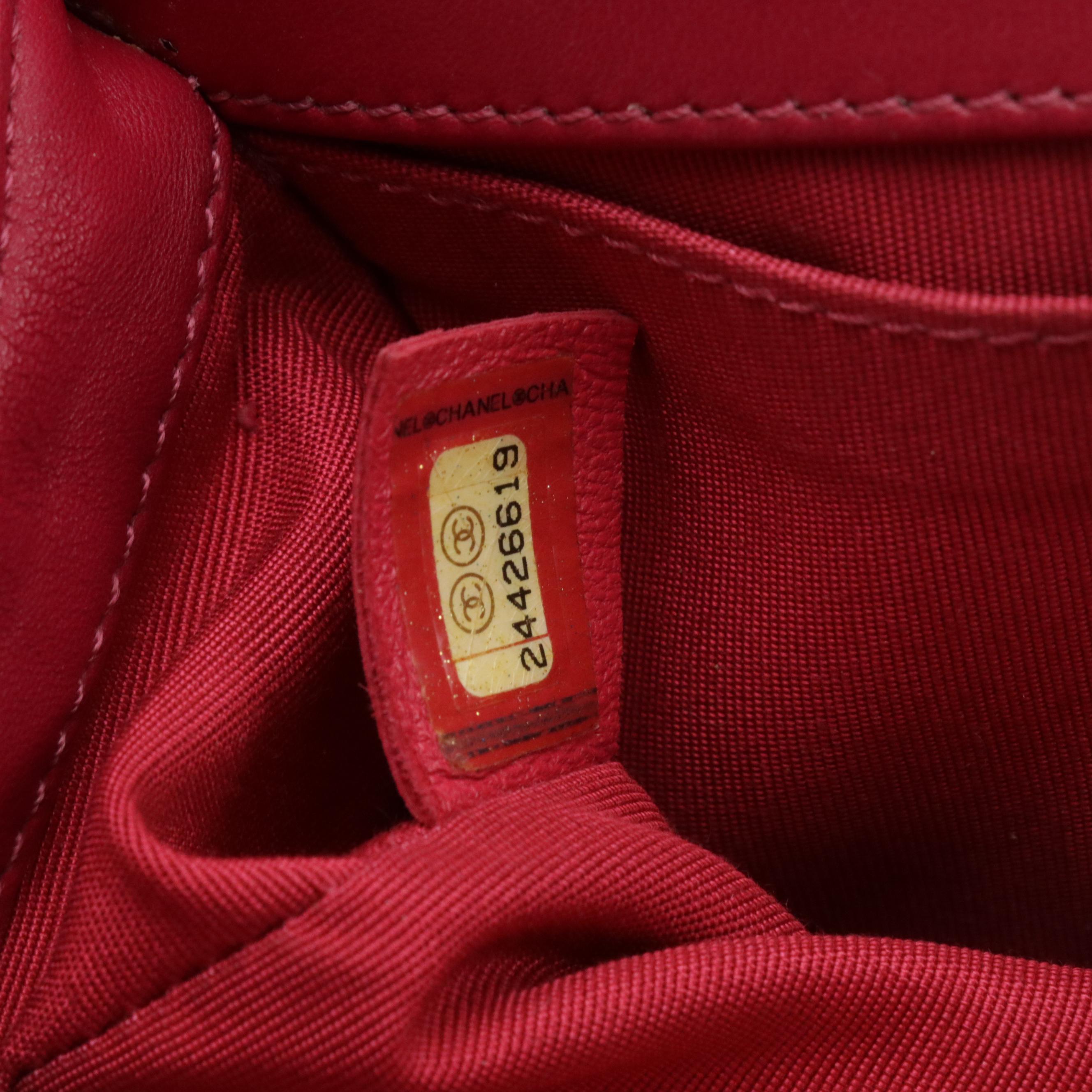 Chanel Pink Chevron Velvet and Leather Small Boy Flap Bag