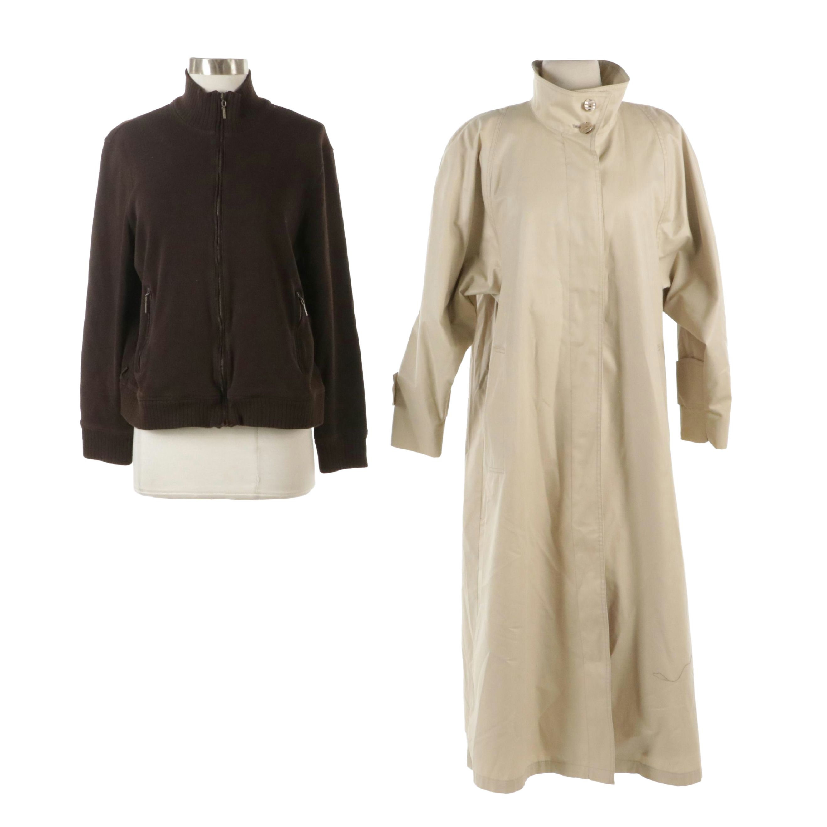 Lauren Ralph Lauren Brown Cotton Zip-Up Jacket and London Fog Trench Coat