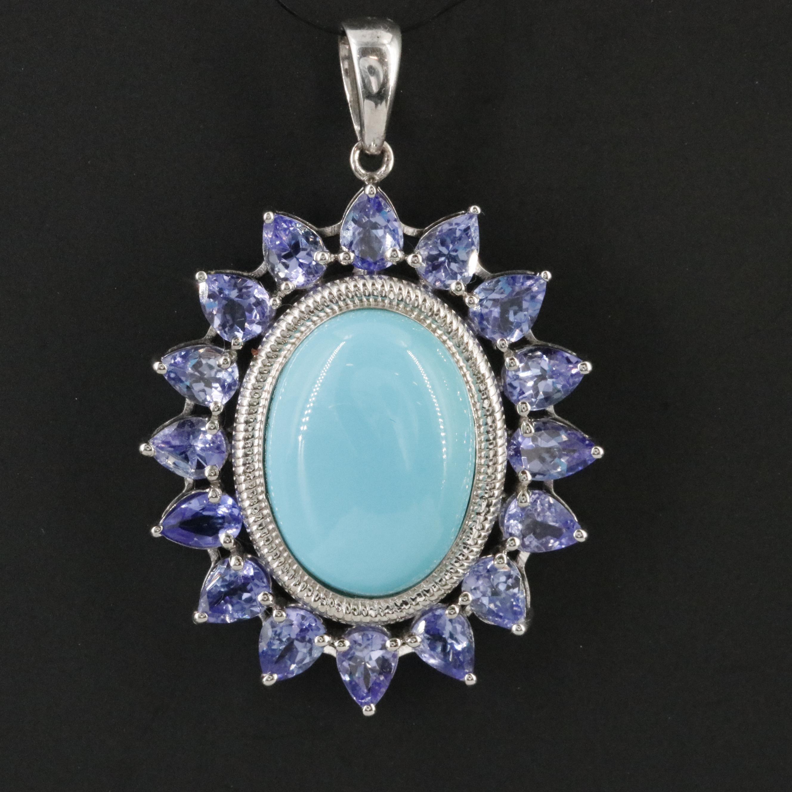Sterling Turquoise and Tanzanite Pendant