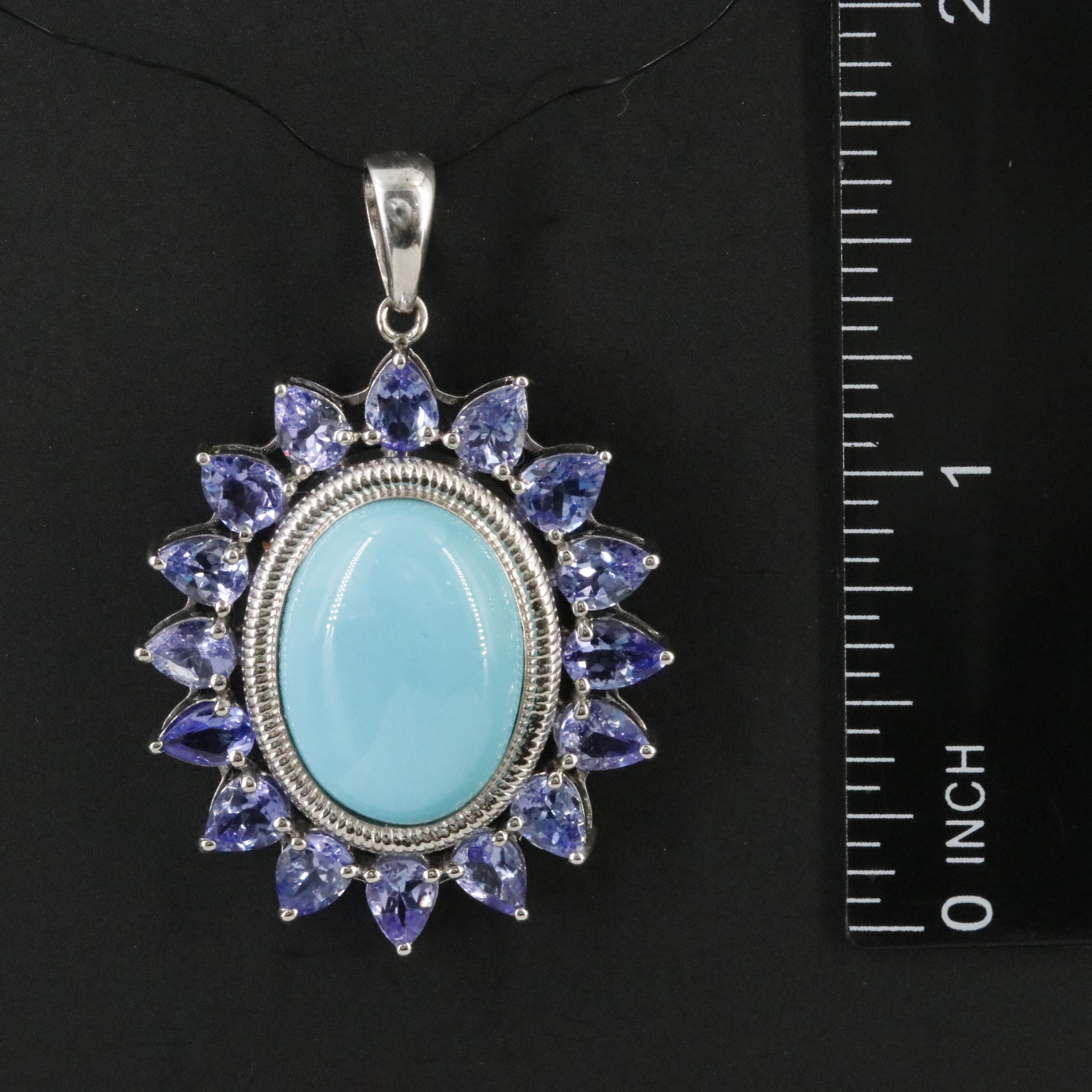 Sterling Turquoise and Tanzanite Pendant