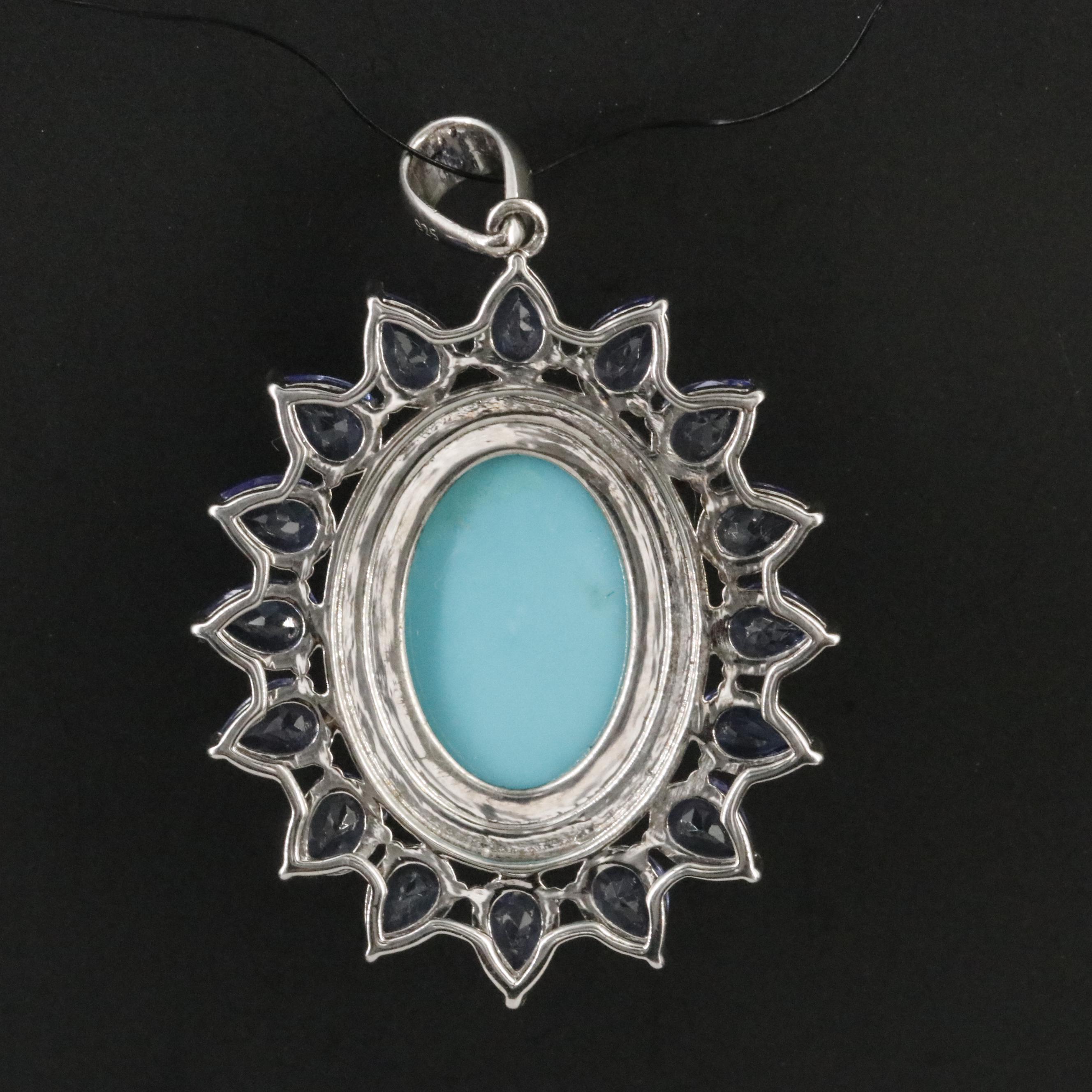 Sterling Turquoise and Tanzanite Pendant