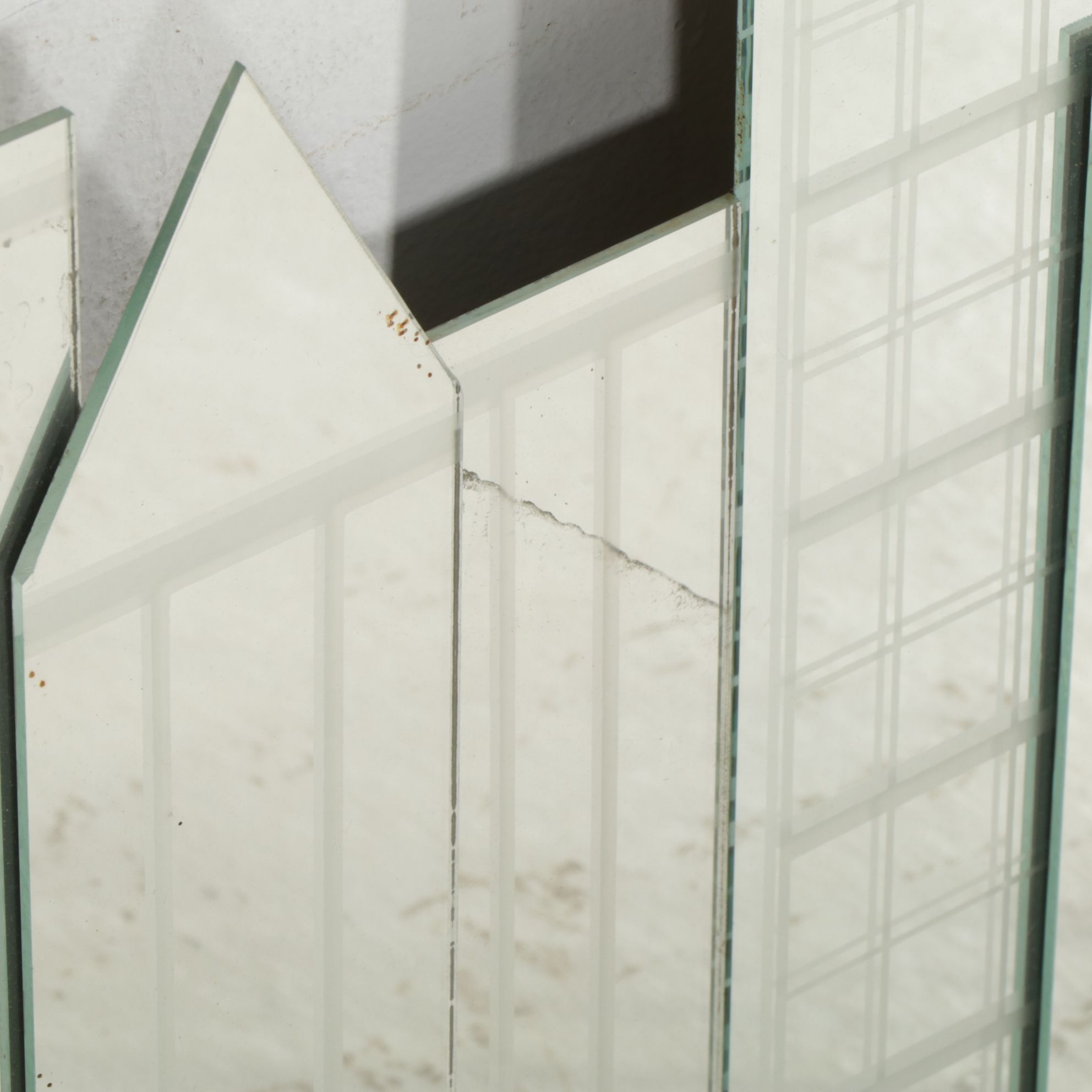 Two Urban Skyline Style Mirrored Wall Hanging Decorations