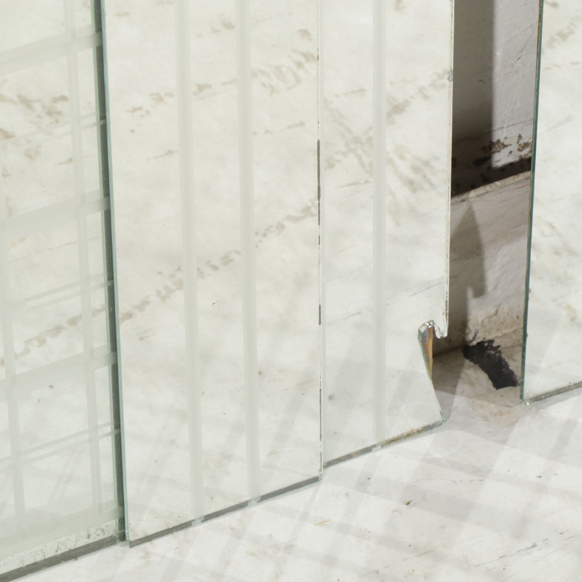 Two Urban Skyline Style Mirrored Wall Hanging Decorations