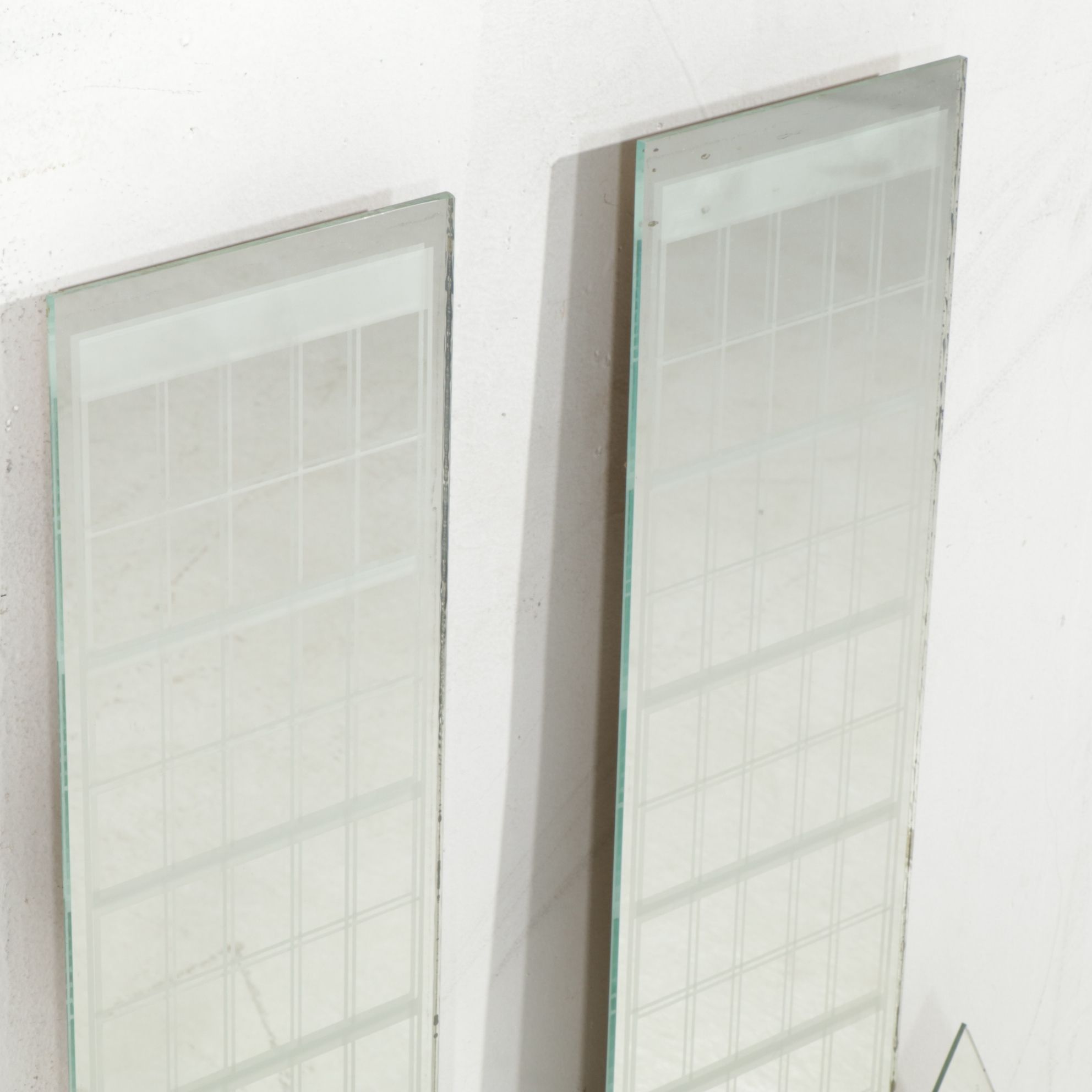 Two Urban Skyline Style Mirrored Wall Hanging Decorations