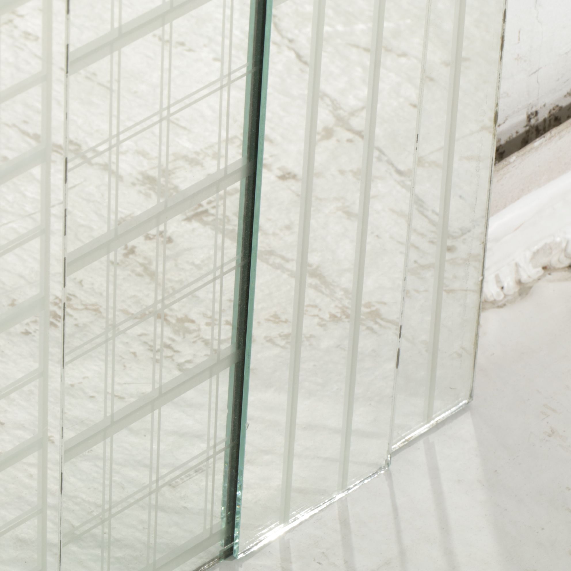 Two Urban Skyline Style Mirrored Wall Hanging Decorations