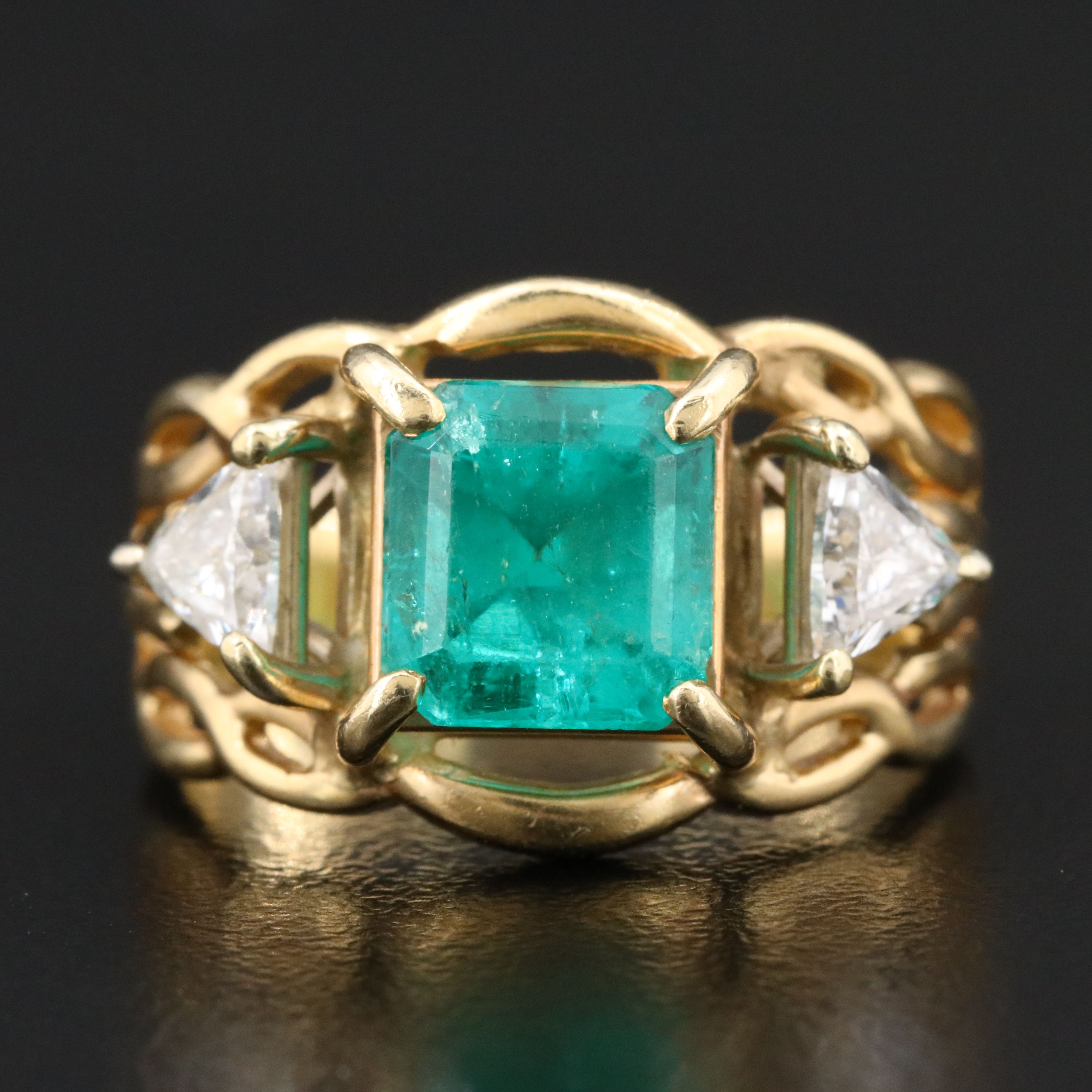 14K 2.25 CT Emerald and Diamond Ring