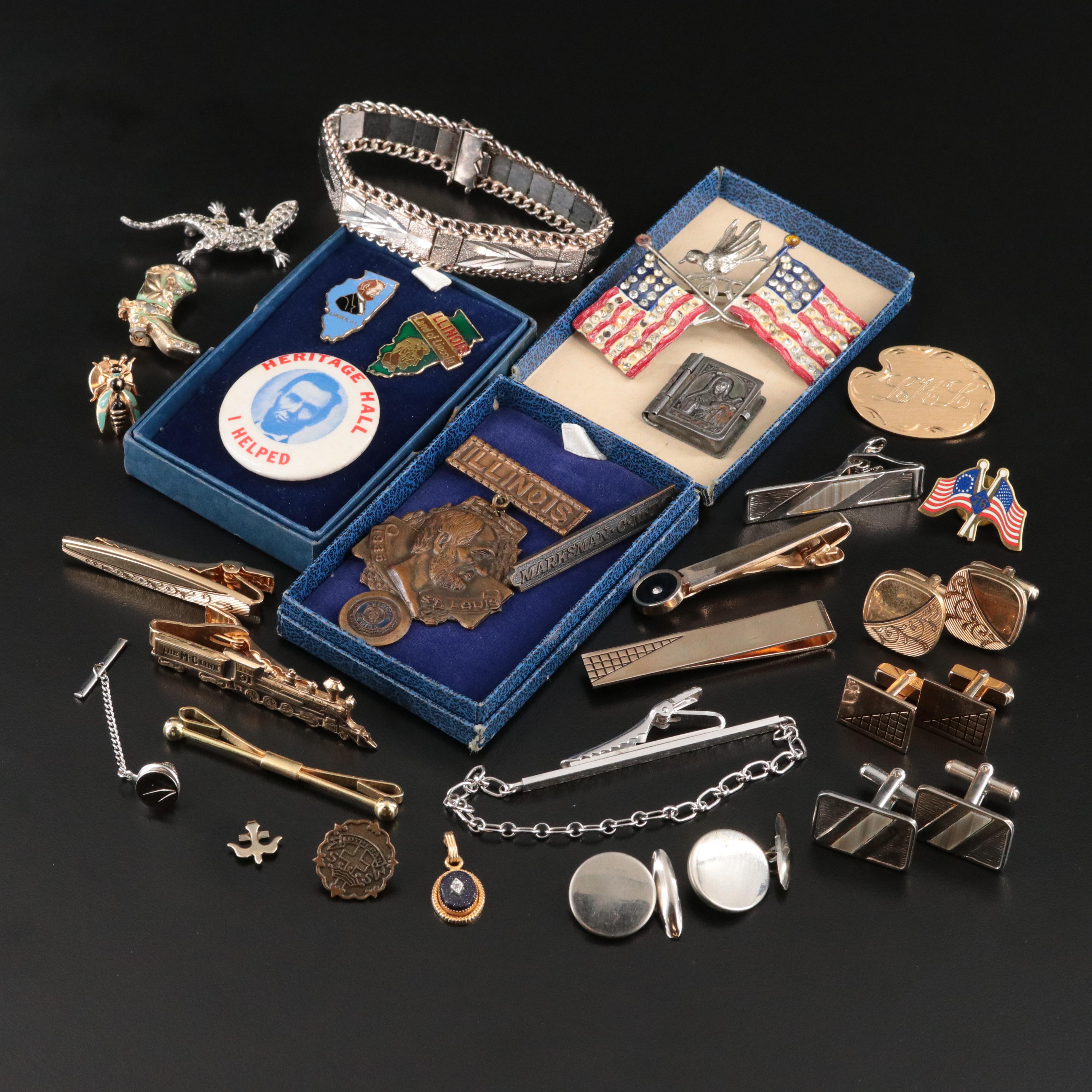 American Legion of Illinois and Lincoln Pins Featured in Vintage Jewelry