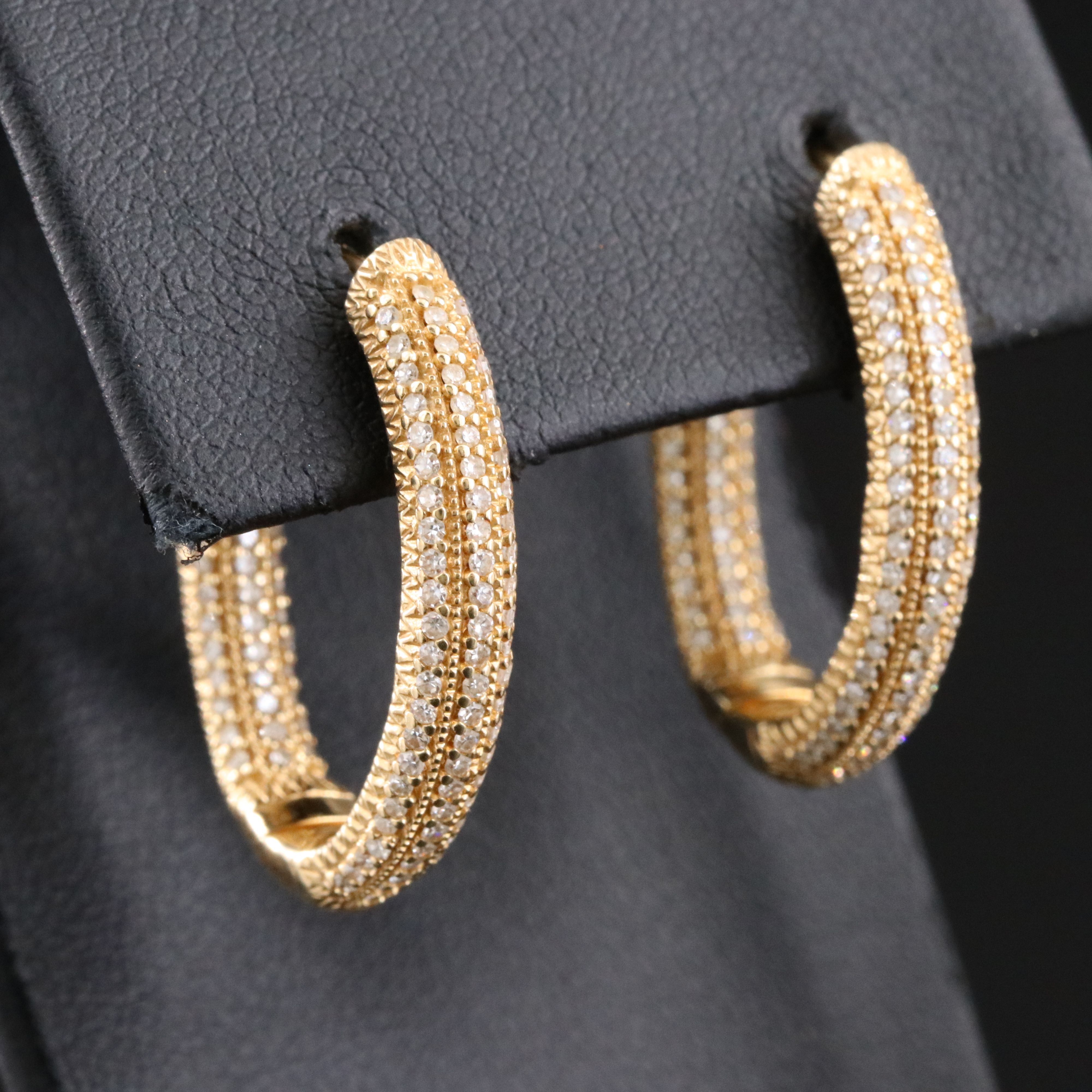 14K 0.75 CTW Diamond Inside Out Hoop Earrings