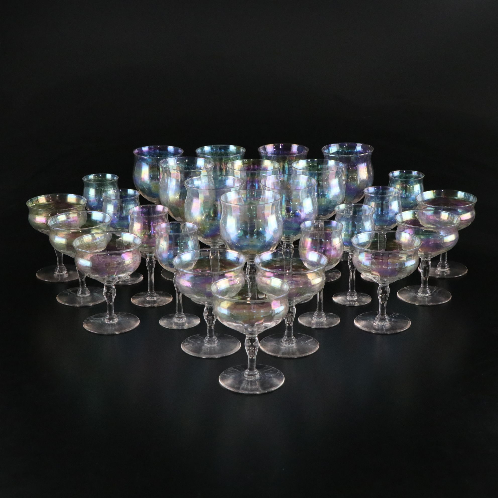 West Virginia Glass "40 Iridescent" Stemware Collection