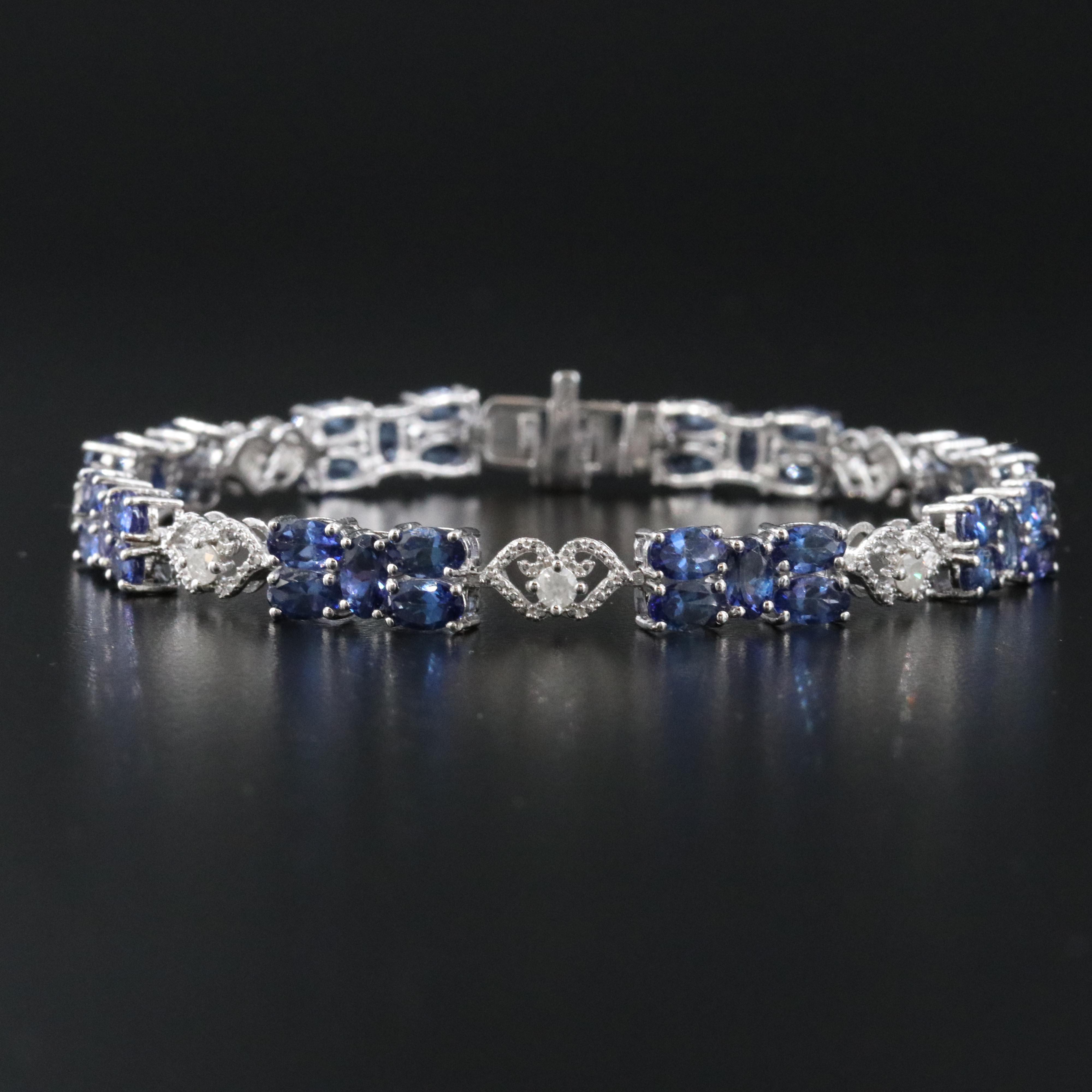 Oscar Friedman Sterling Tanzanite and Diamond Bracelet