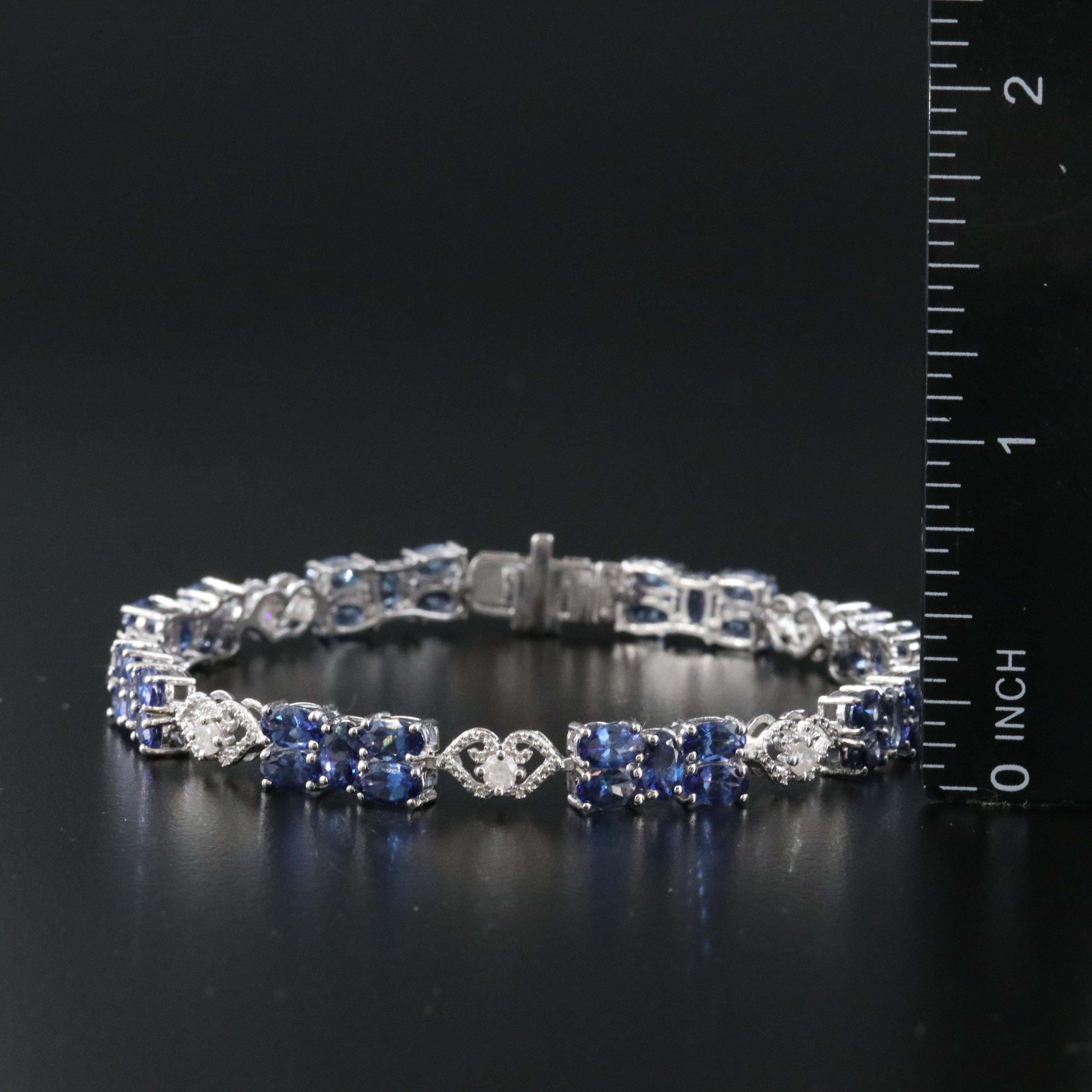 Oscar Friedman Sterling Tanzanite and Diamond Bracelet