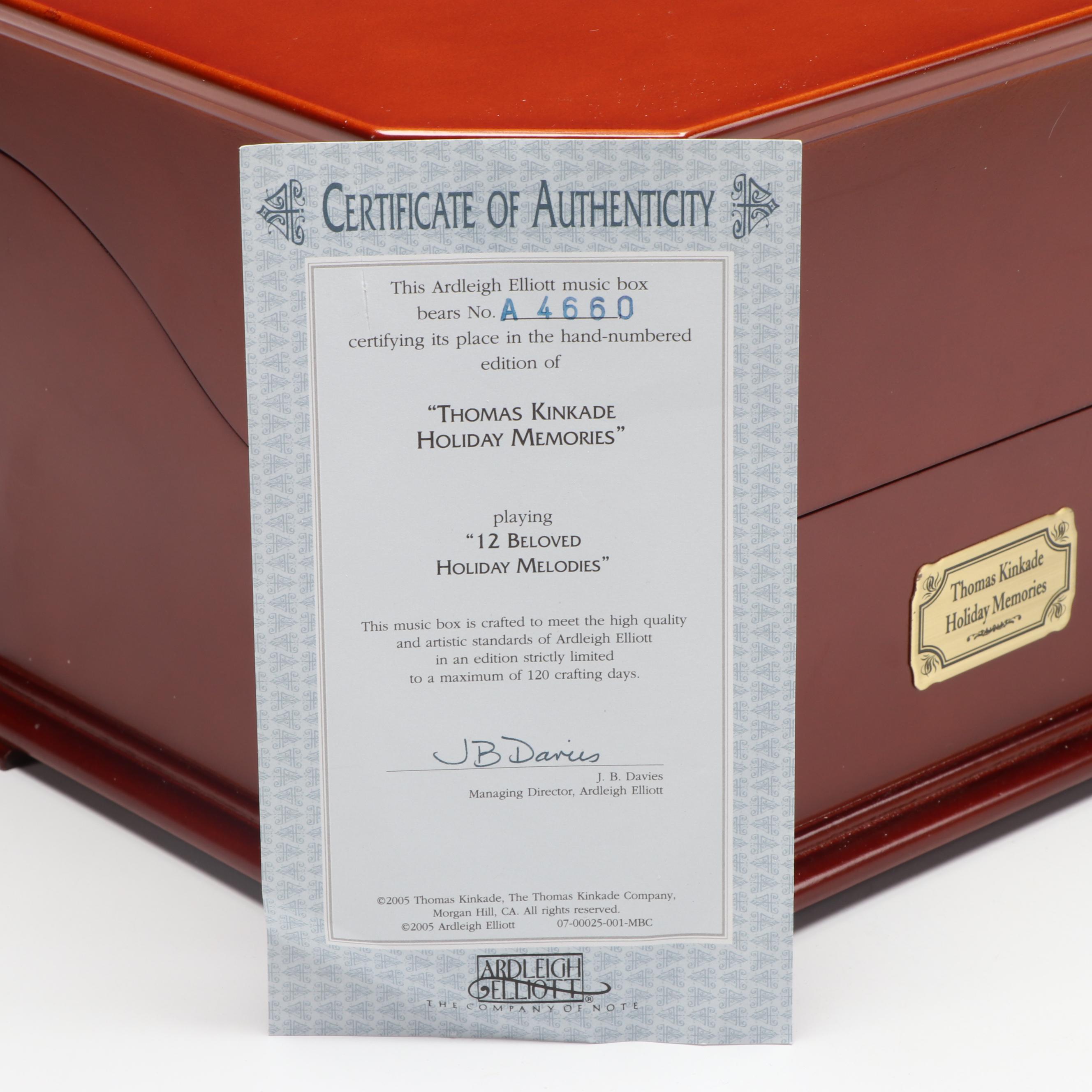 Ardleigh Elliott "Thomas Kinkade Holiday Memories" Music Box