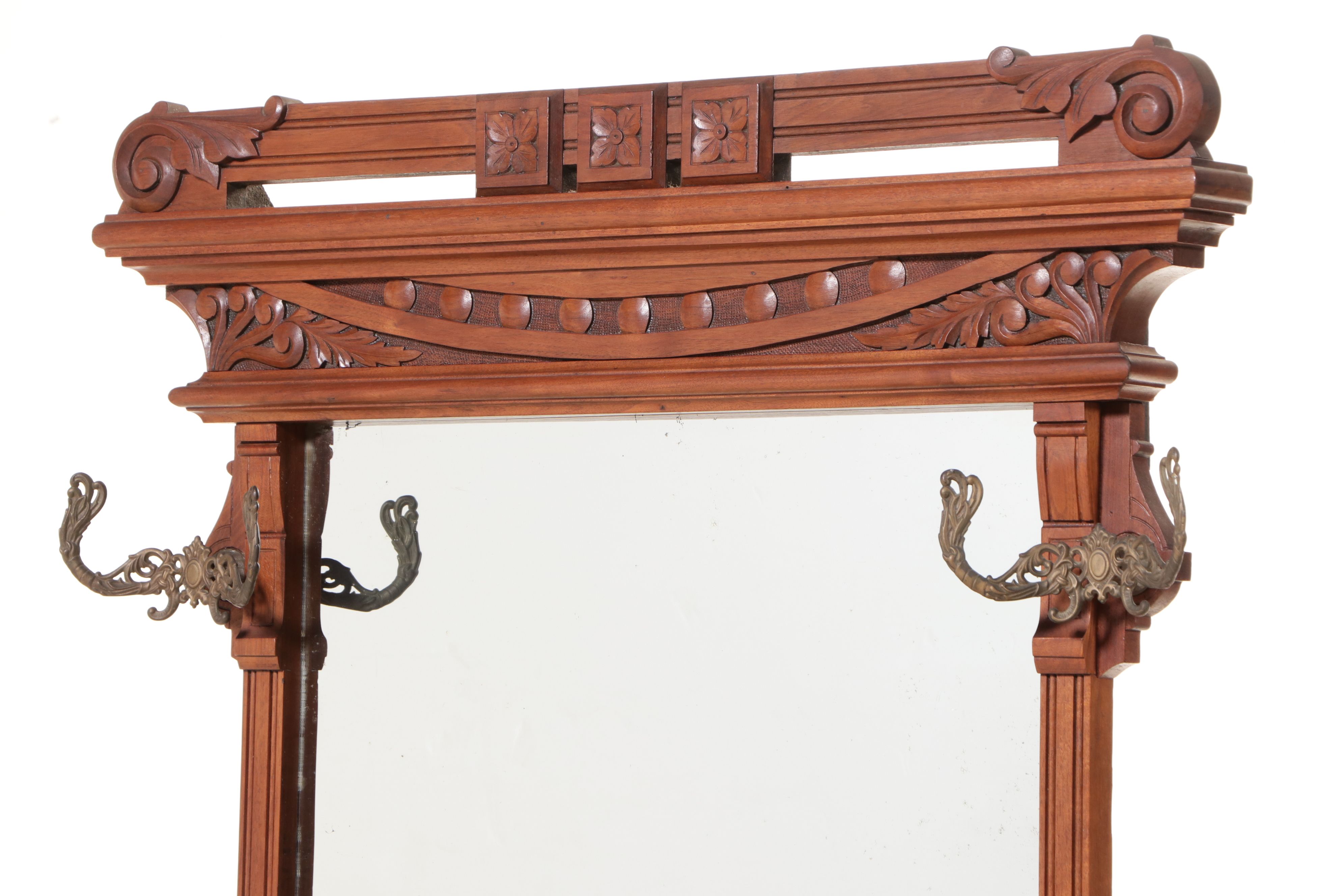 Antique Victorian Carved Walnut Hall Tree