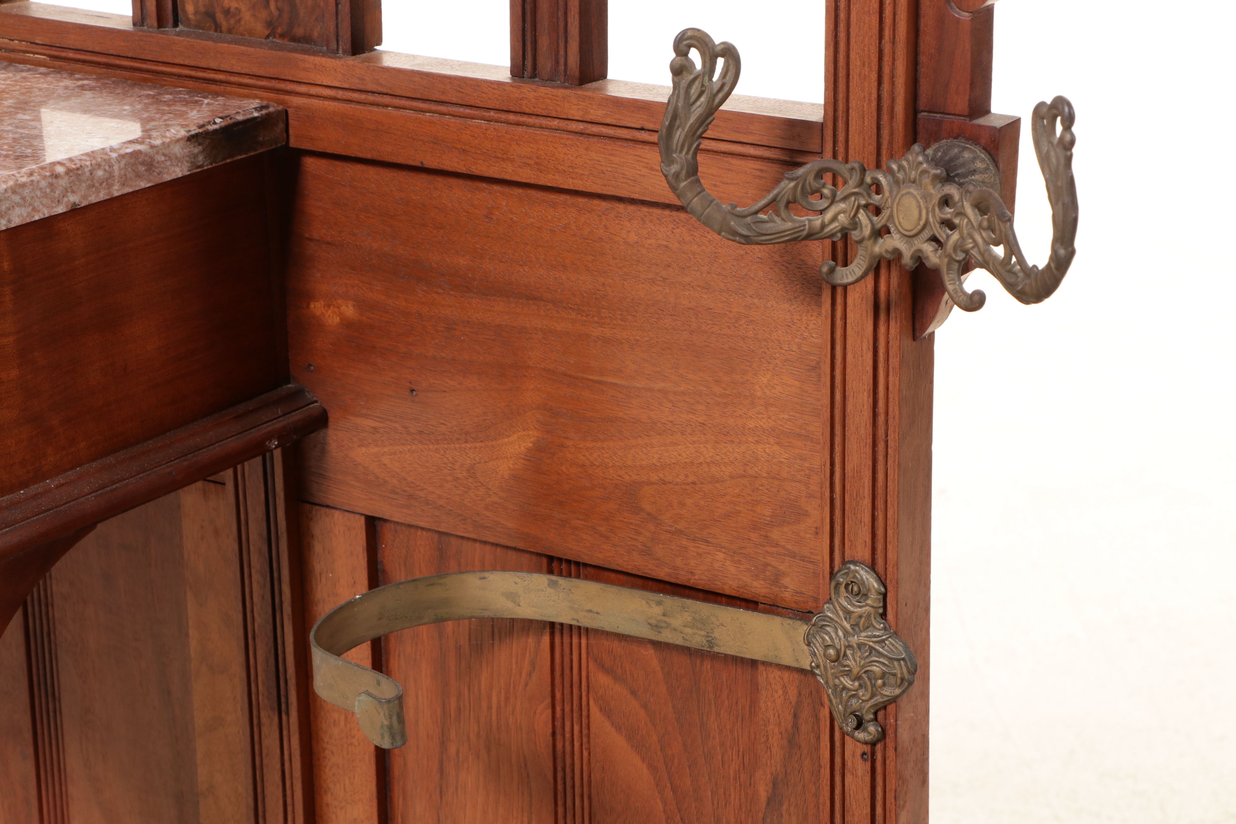 Antique Victorian Carved Walnut Hall Tree