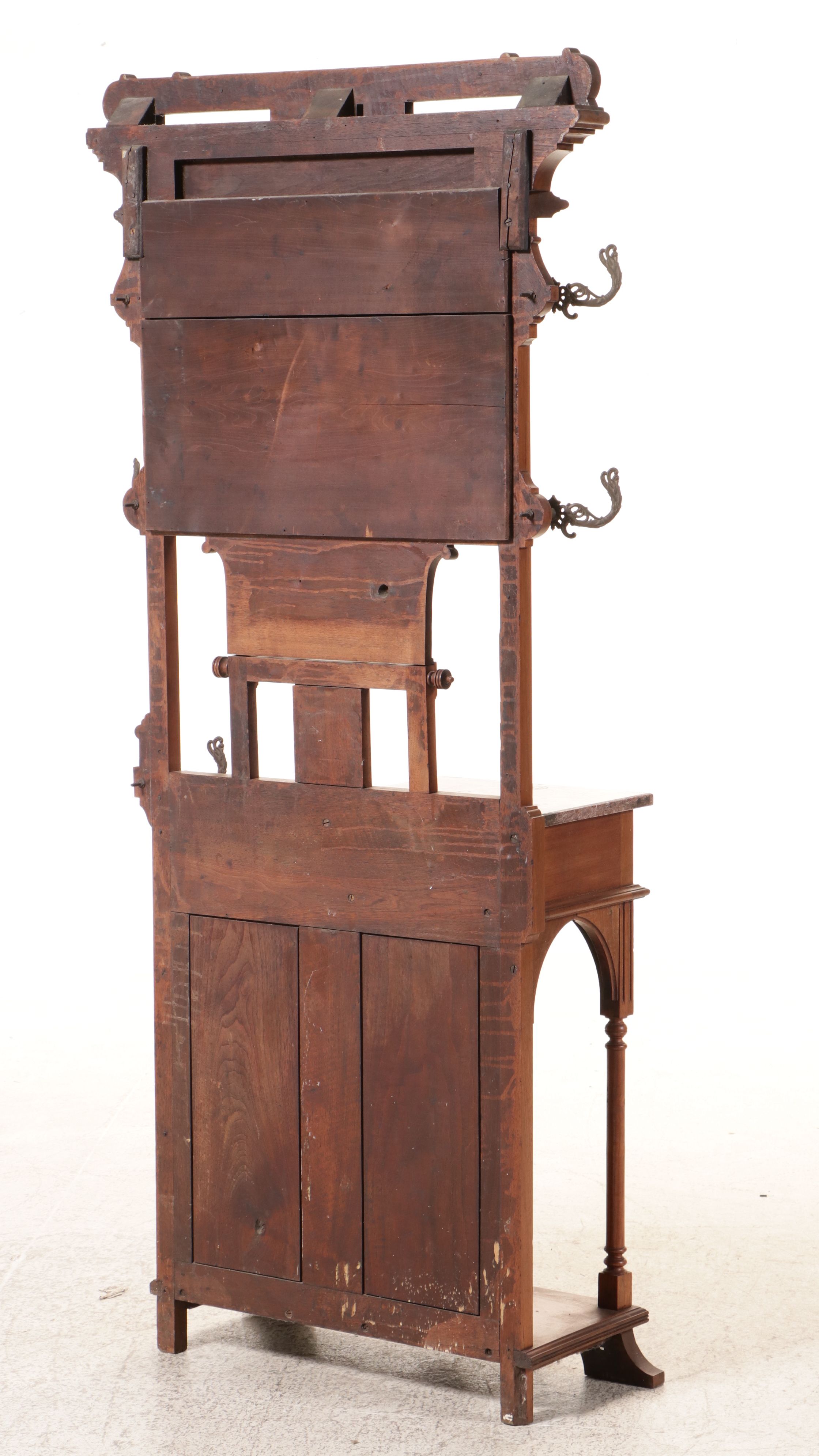 Antique Victorian Carved Walnut Hall Tree