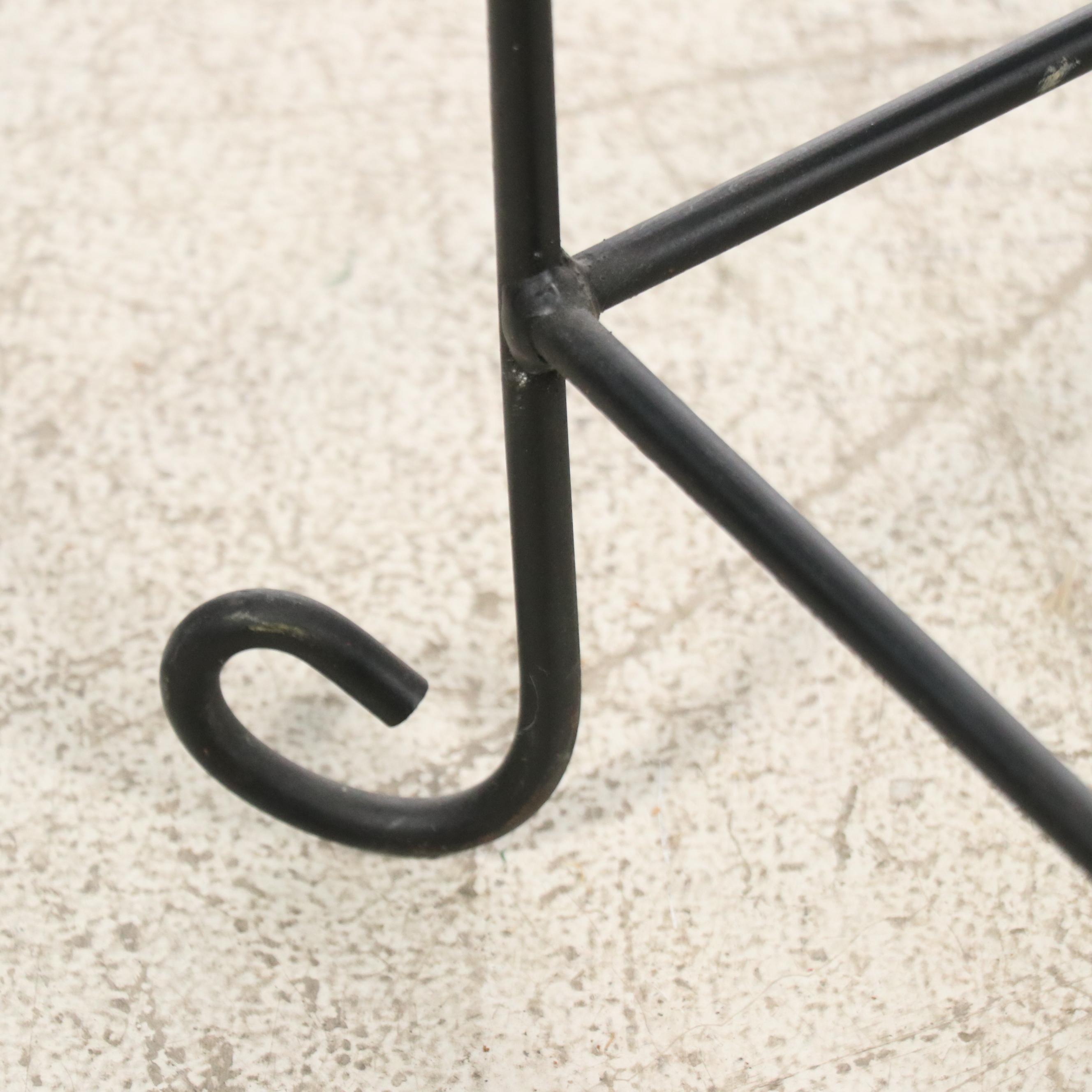 Hand-Painted Rabbit and Fox Wood Planter with Wrought Iron Stand