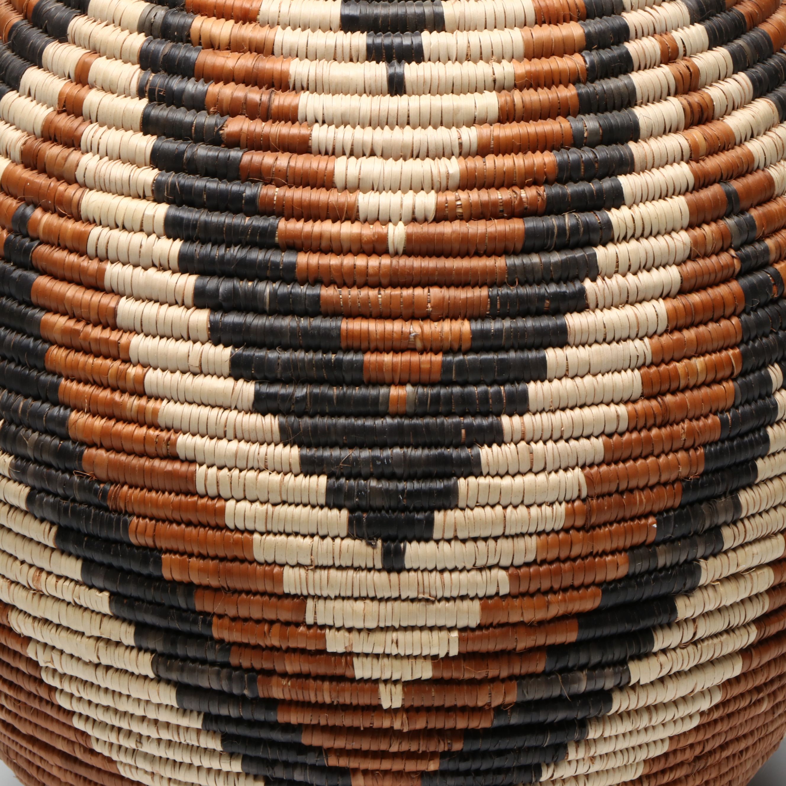 Zulu Ilala Palm and Natural Dye Lidded Basket