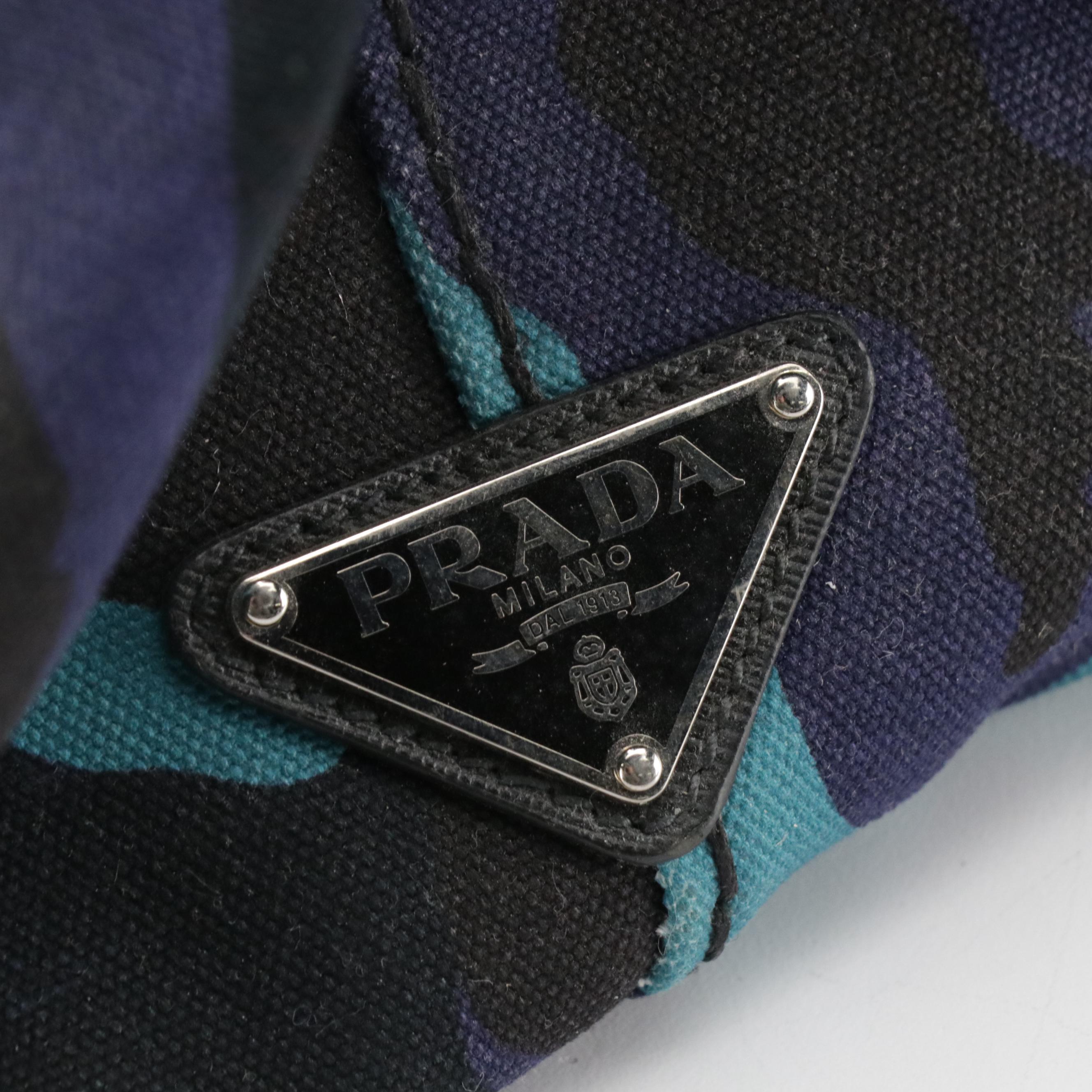 Prada Logo Two-Way Tote B2642B in Canapa Camouflage Canvas