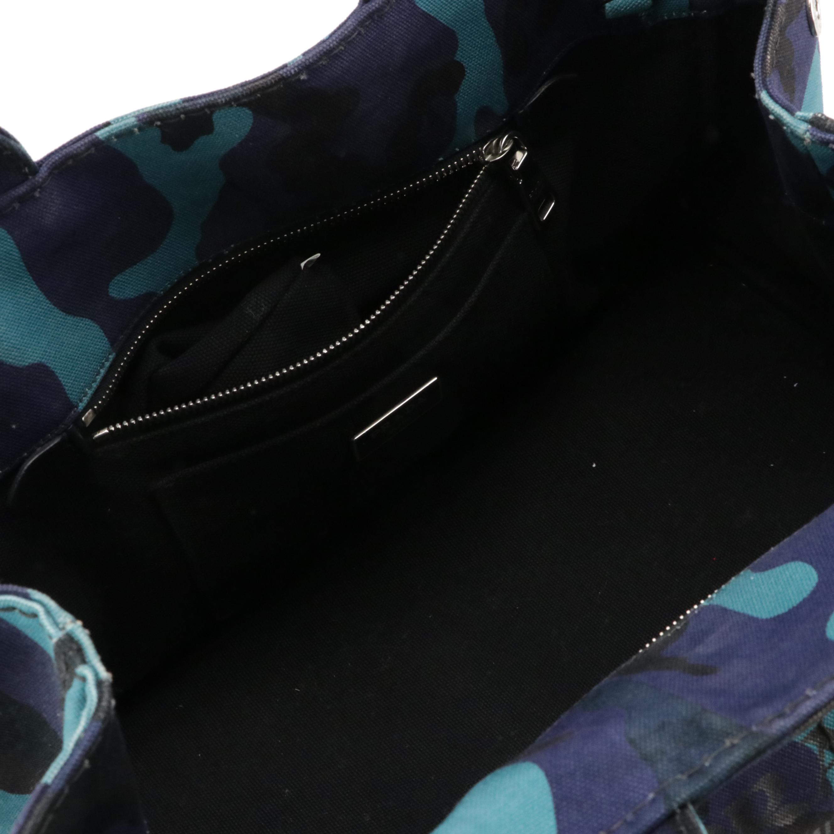 Prada Logo Two-Way Tote B2642B in Canapa Camouflage Canvas