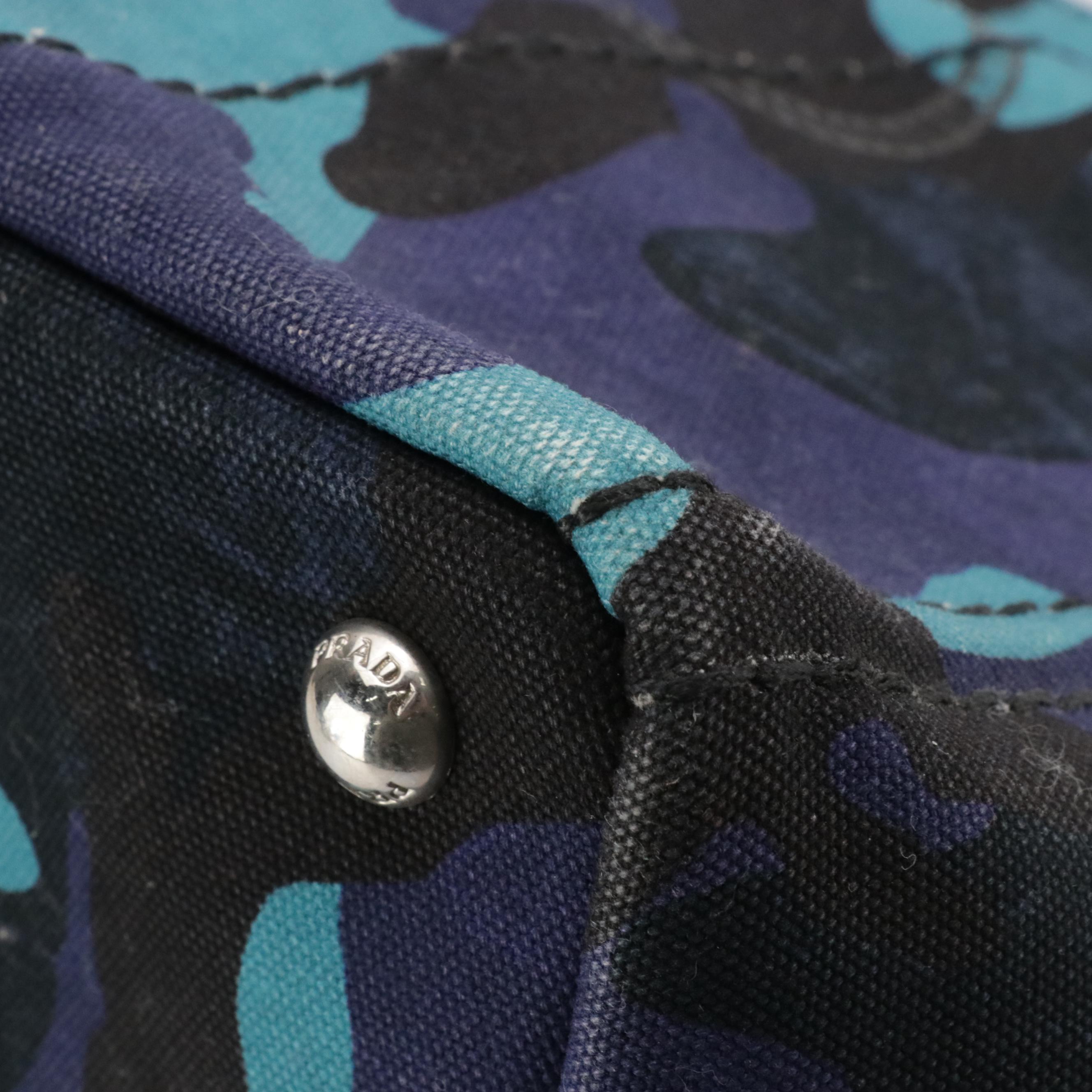 Prada Logo Two-Way Tote B2642B in Canapa Camouflage Canvas