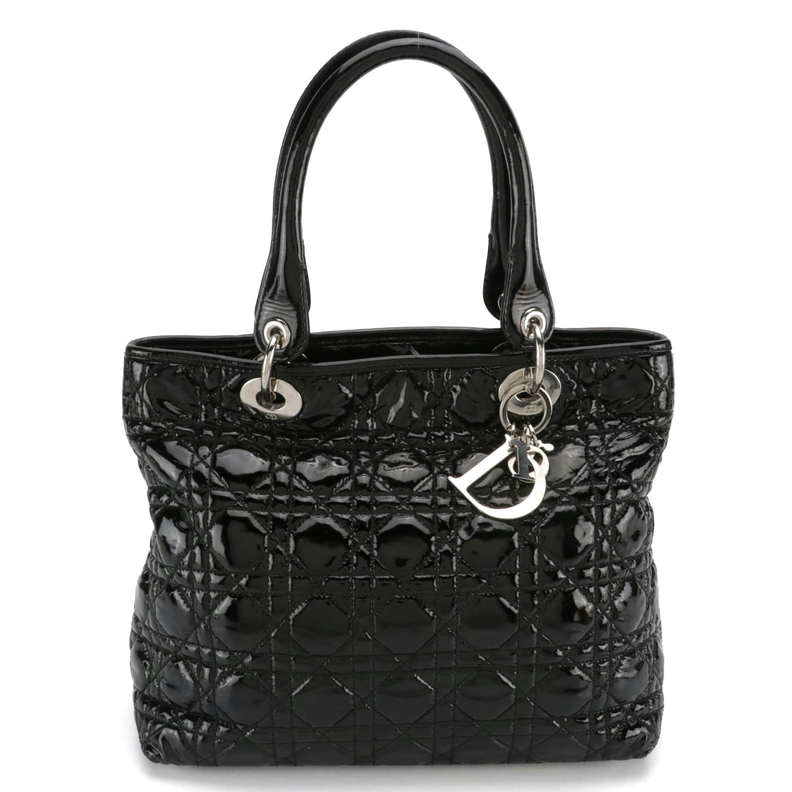 Christian Dior Soft Lady Dior Two-Way Bag in Cannage Quilted Patent Leather