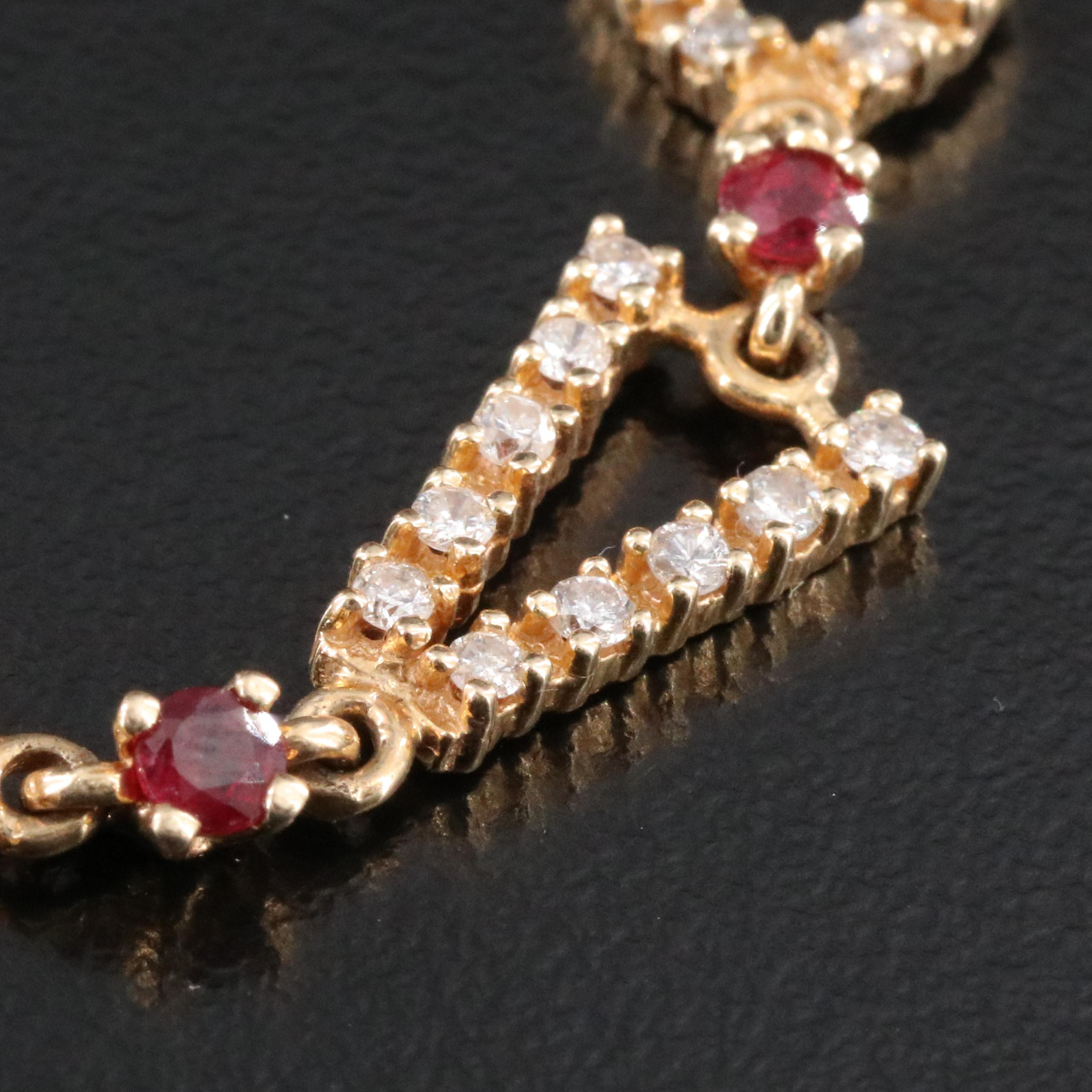 14K "I LOVE YOU" Diamond and Ruby Bracelet