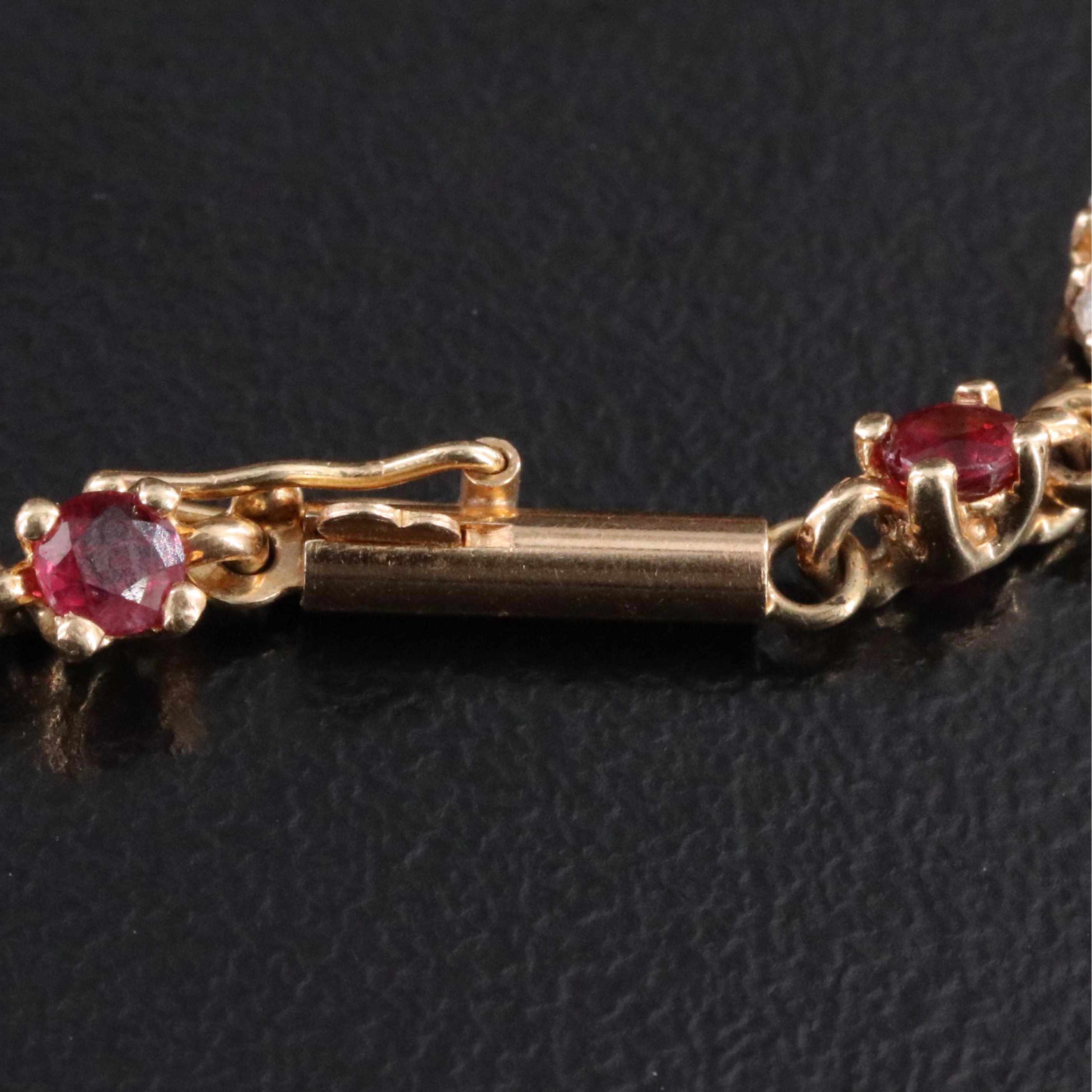 14K "I LOVE YOU" Diamond and Ruby Bracelet