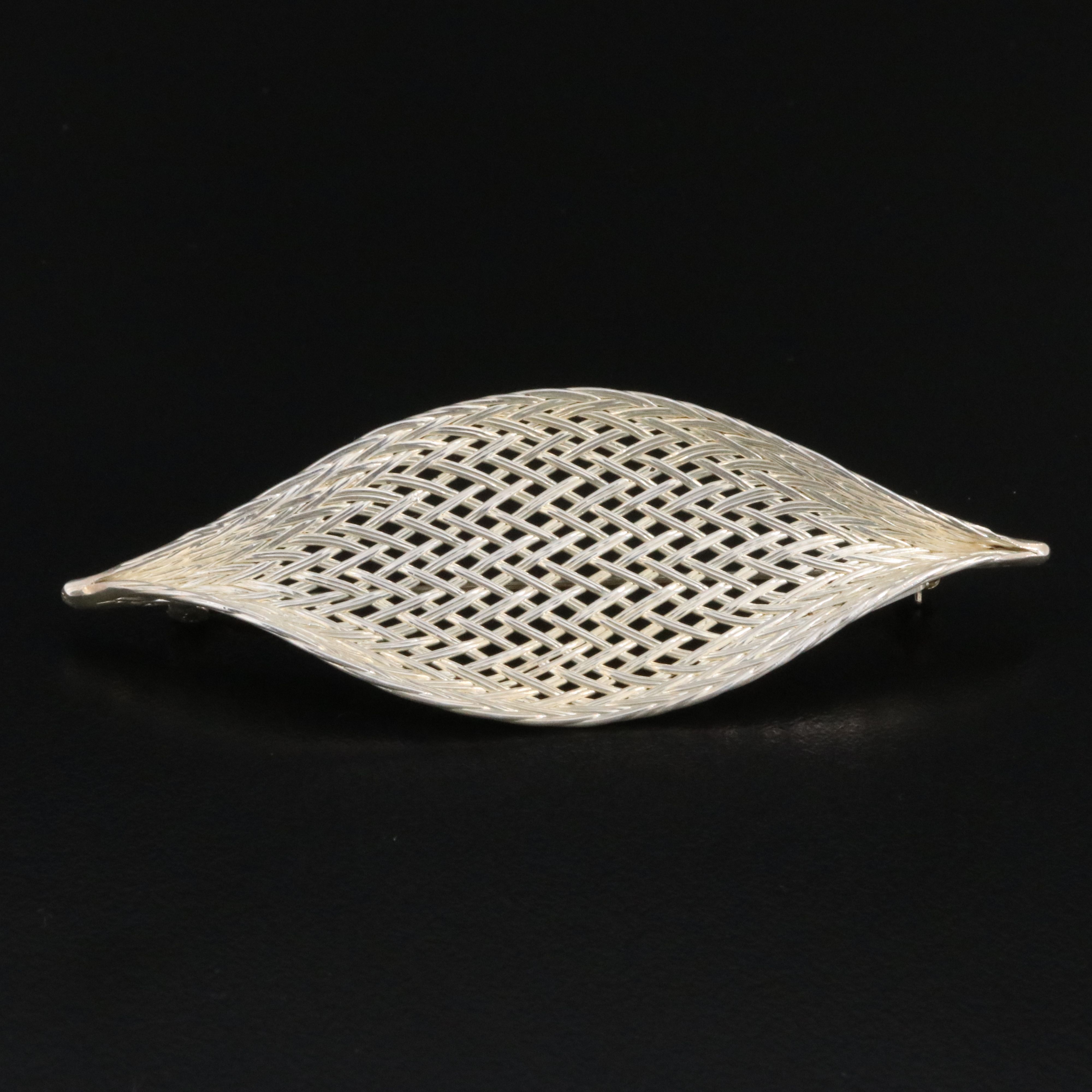 Tiffany & Co Sterling Woven Leaf Brooch