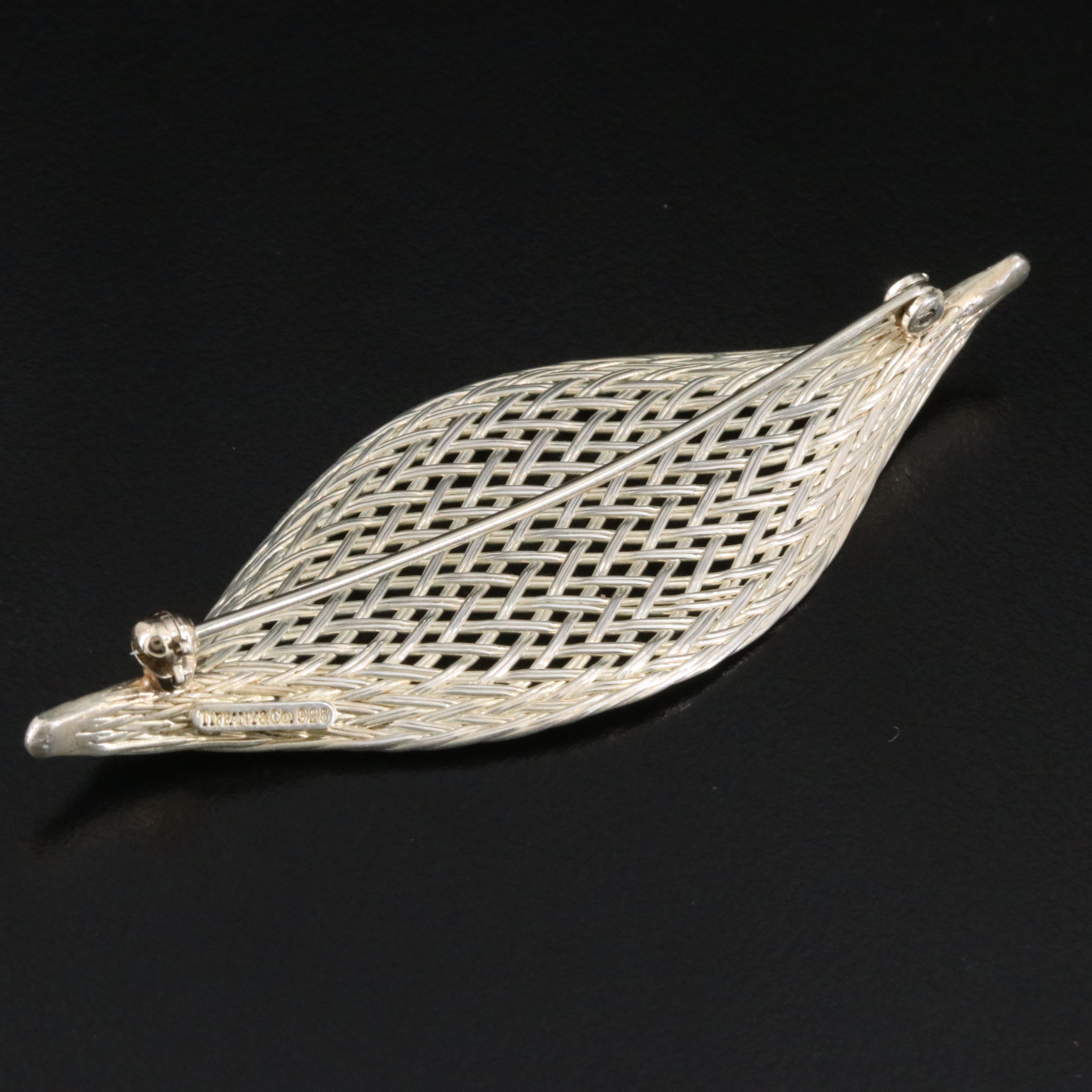 Tiffany & Co Sterling Woven Leaf Brooch