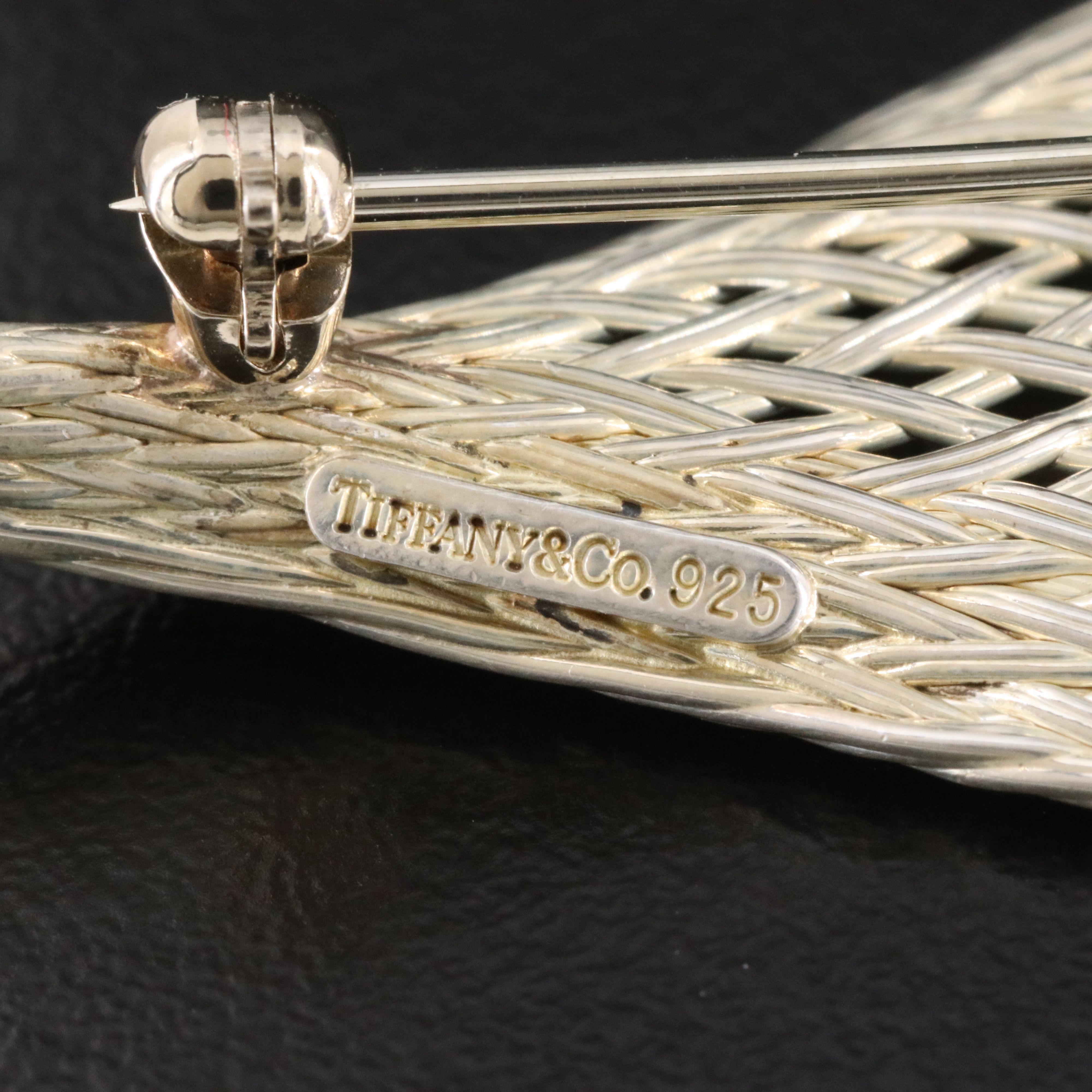 Tiffany & Co Sterling Woven Leaf Brooch