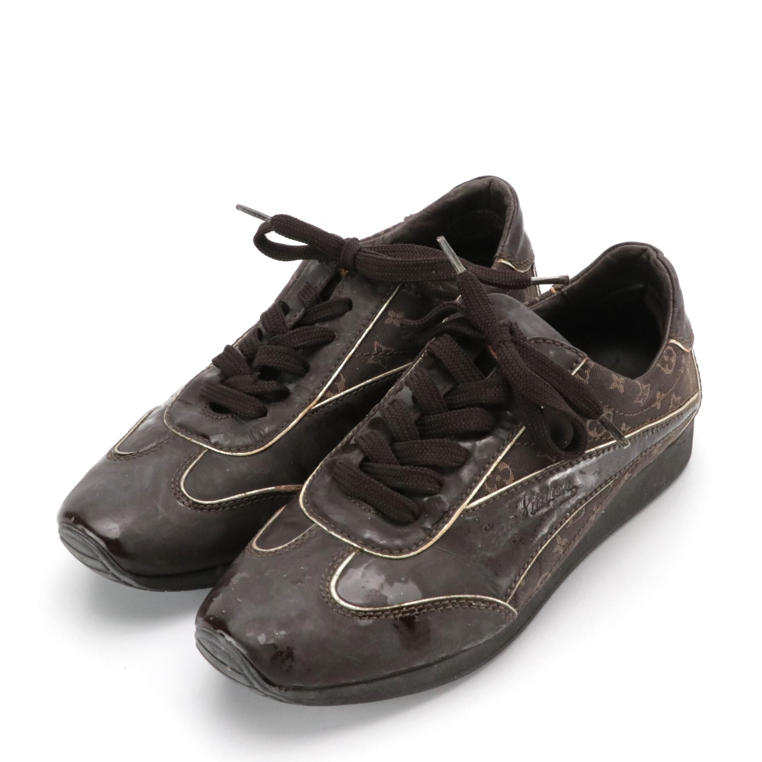 Louis Vuitton Monogram Canvas and Leather Lace-Up Sneakers