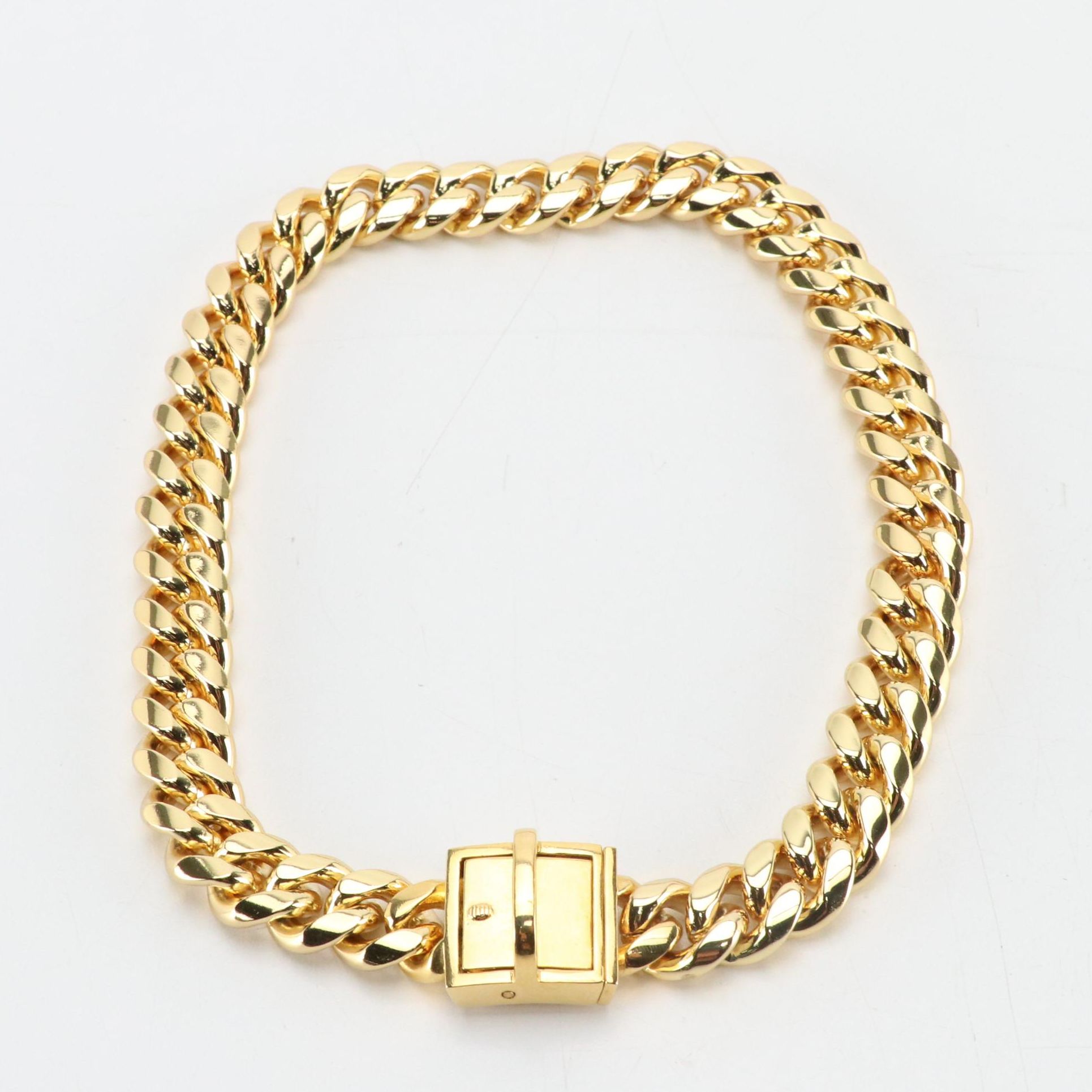 Gold Tone Cuban Link Chain Dog Collar