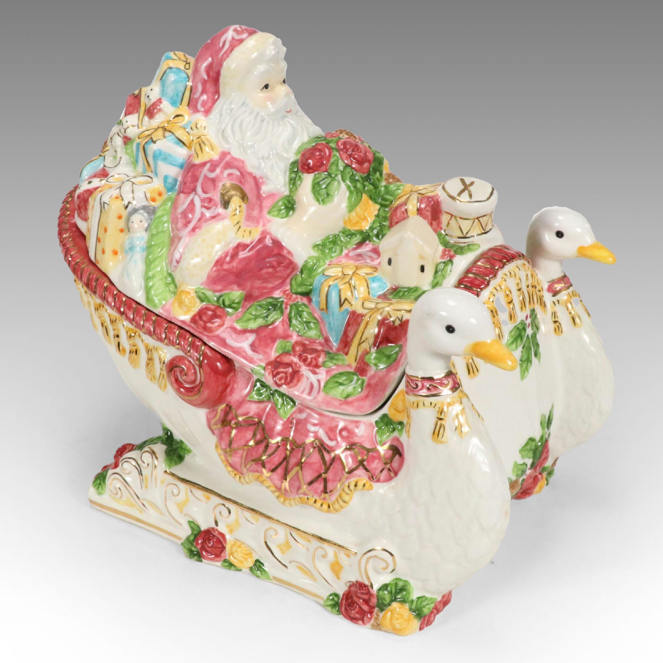 Royal Albert "Seasons of Color Santa" and Sleigh Ceramic Tureen