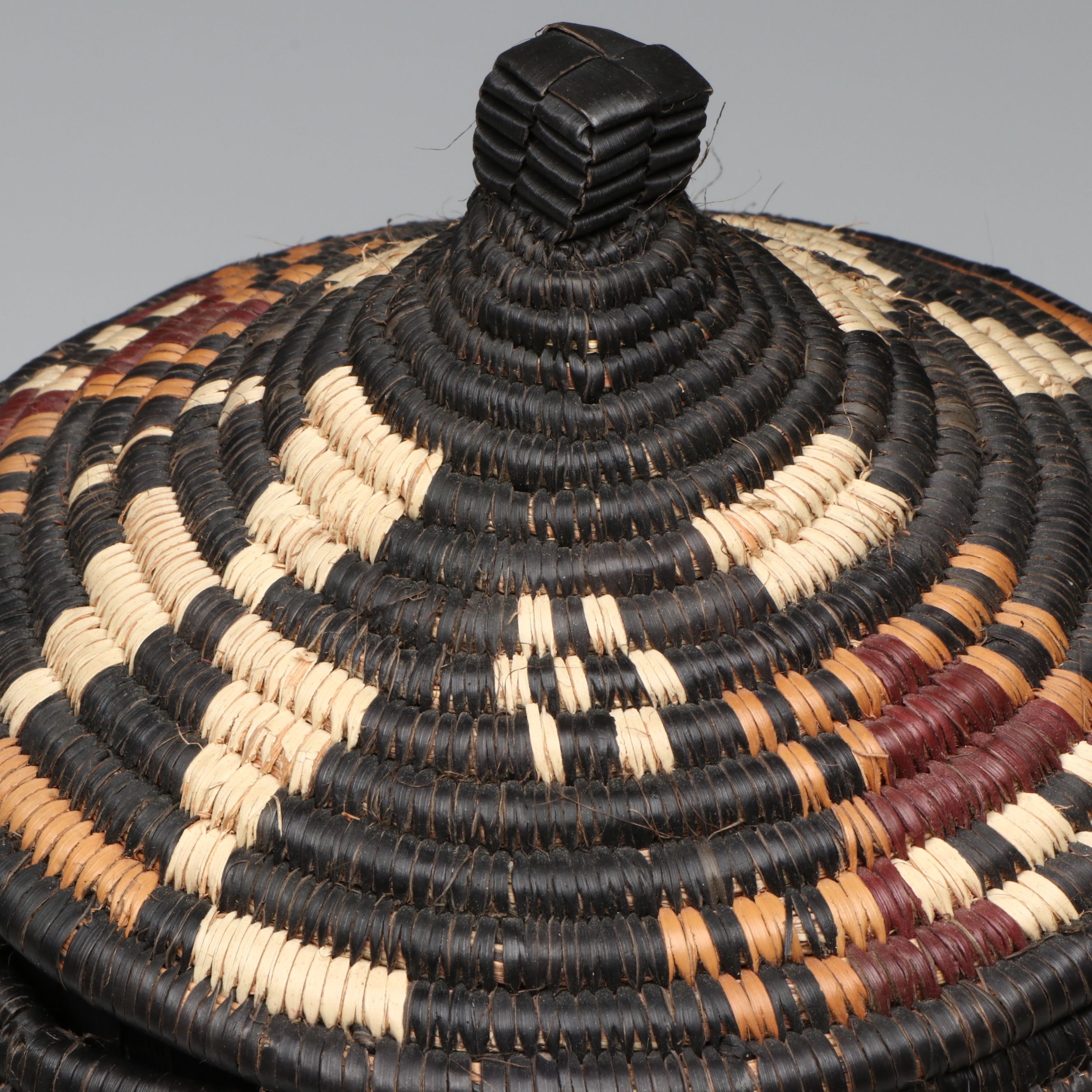 Lucy Mdluli Zulu Ilala Palm and Natural Dye Lidded Basket